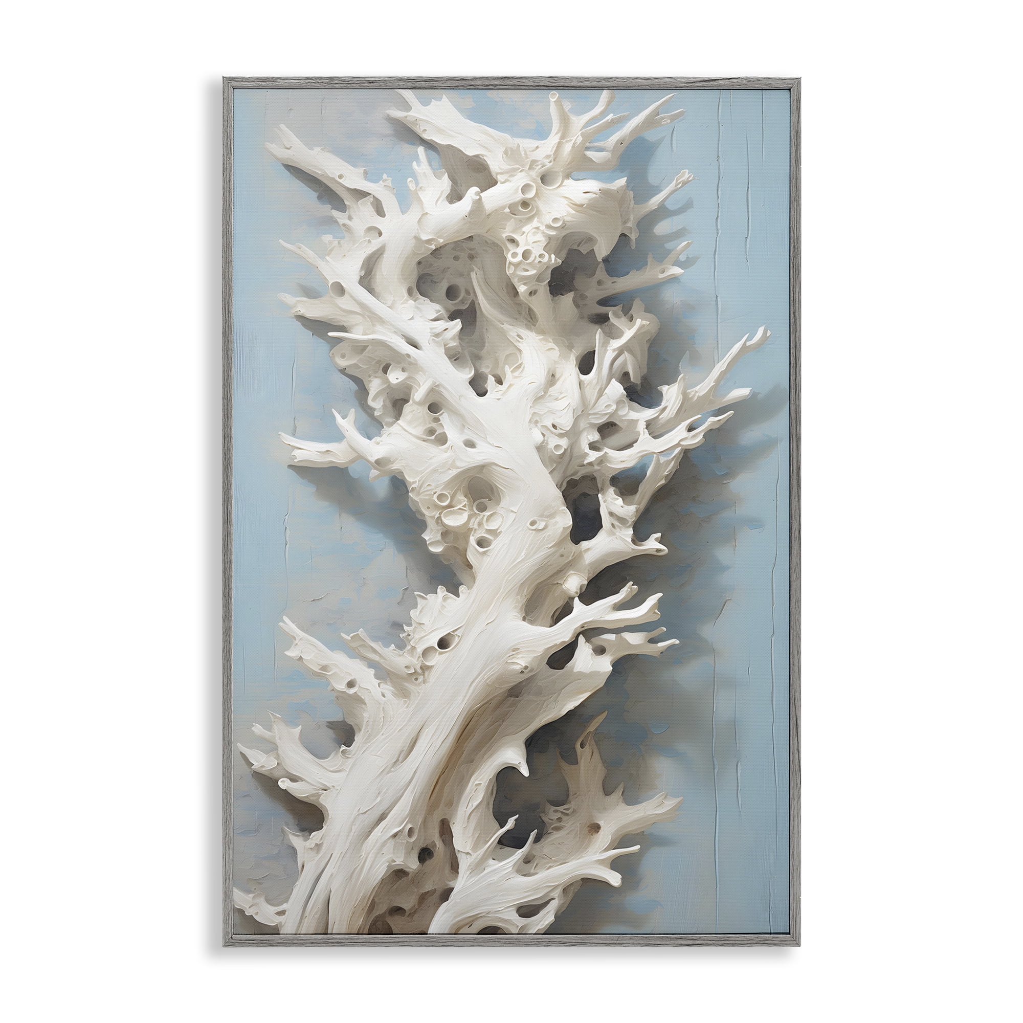 Stupell Industries Winding Spiney Coral Animals & Insects Painting Gray Framed Art Print Wall Art, 12 x 18