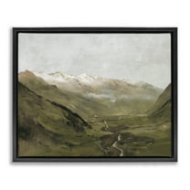 Stupell Industries Winding Valley Path Landscape Painting Black Floater Framed Art Print Wall Art, 21 x 17