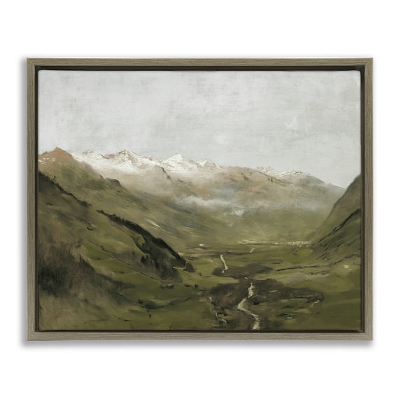 Stupell Industries Winding Valley Path Landscape Painting Brown Floater Framed Art Print Wall Art, 21 x 17