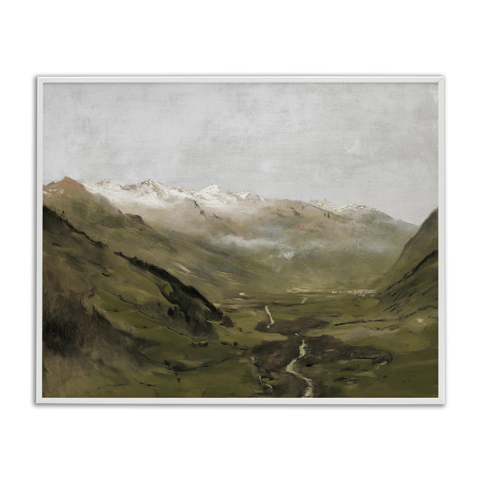 Stupell Industries Winding Valley Path Landscape Painting White Framed Art Print Wall Art, 30 x 24