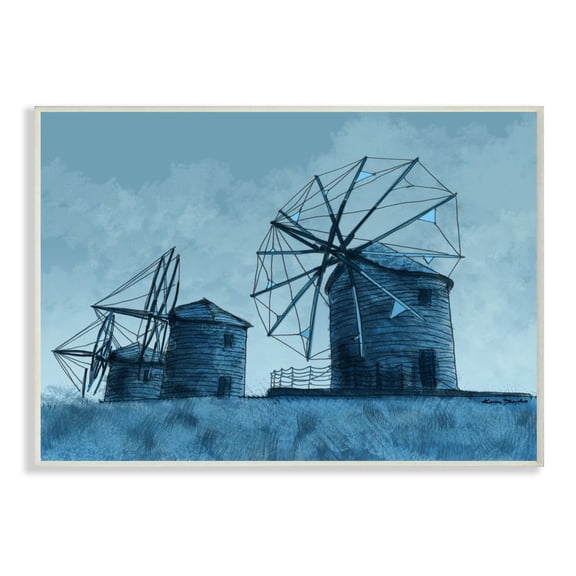 Stupell Industries Windmill Farm Blue Farm Landscape Painting Wall Plaque by Karen Dreyfus