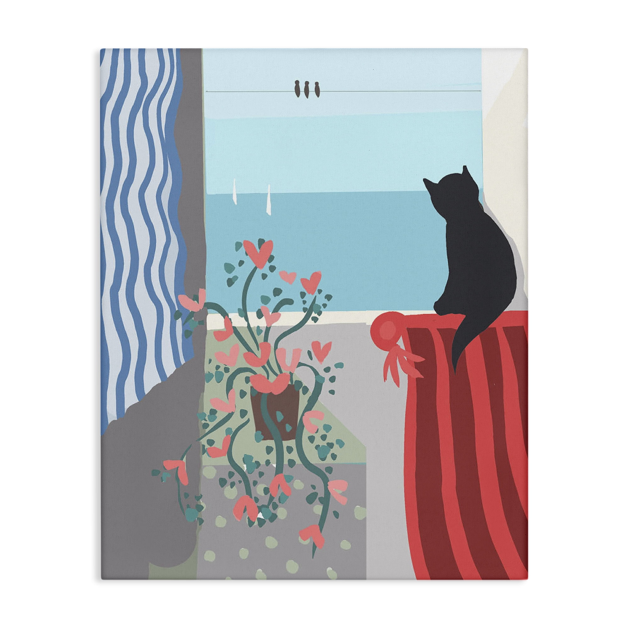 Stupell Industries Window Beach View Nautical & Beach Painting Wrapped Canvas Art Print Wall Art, 16 x 20