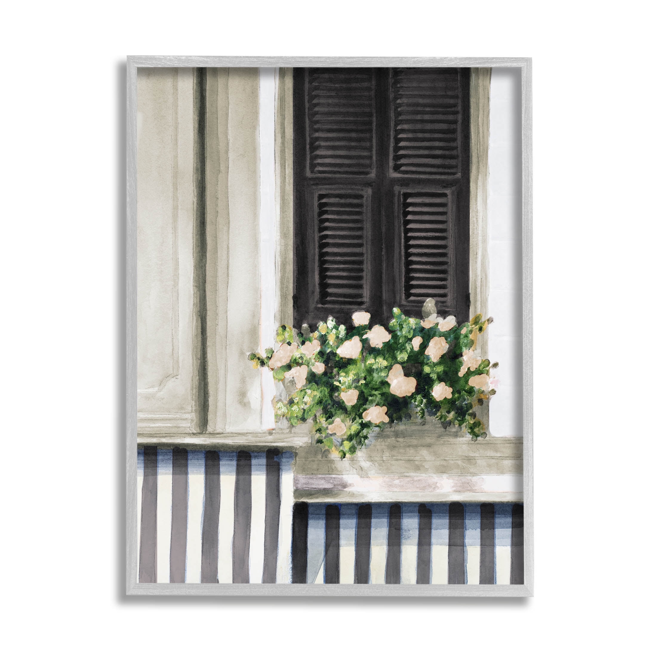 Stupell Industries Window Flower Bouquet Painting Gray Framed Art Print Wall Art, Design by Lanie Loreth