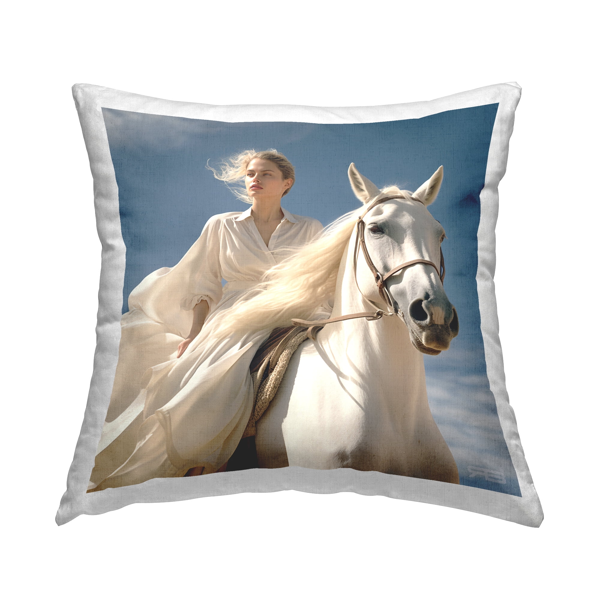 Stupell Industries Windswept Equestrian Girl Decorative Printed Throw Pillow Design by RB.