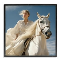 Stupell Industries Windswept Equestrian Girl People Painting Black Framed Art Print Wall Art, 12 x 12