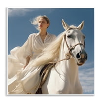 Stupell Industries Windswept Equestrian Girl People Painting Unframed Art Print Wall Art, 12 x 12