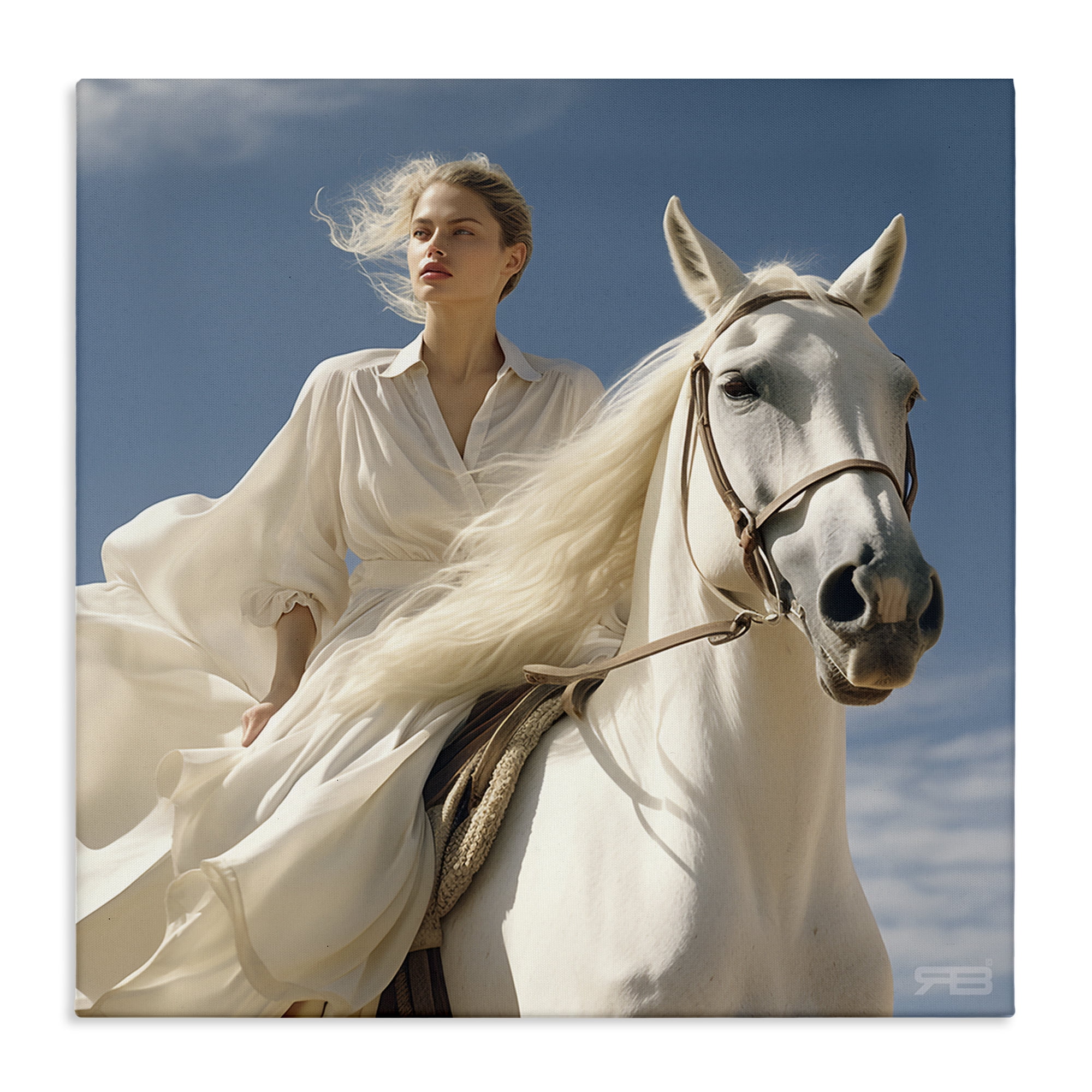 Stupell Industries Windswept Equestrian Girl People Painting Wrapped Canvas Art Print Wall Art, 24 x 24