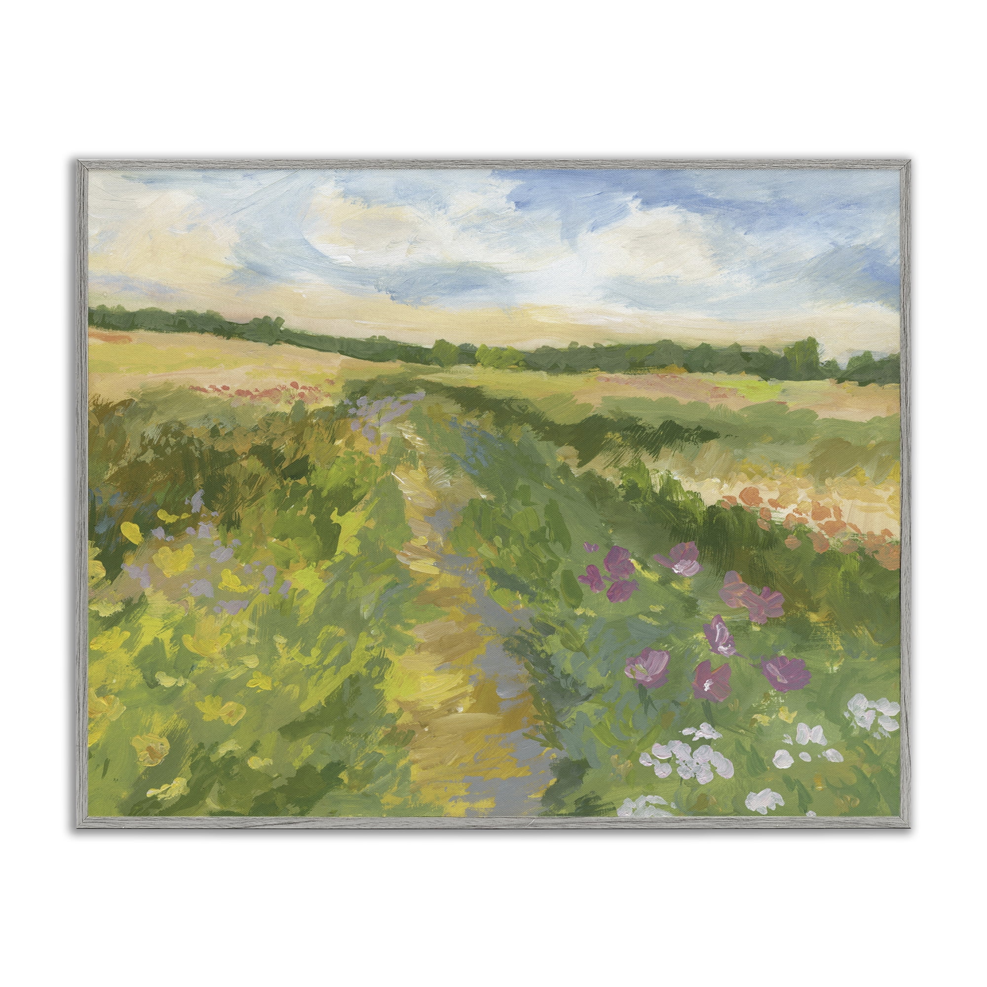 Stupell Industries Windswept Flower Field Gray Framed Giclee Art, design by Victoria Barnes