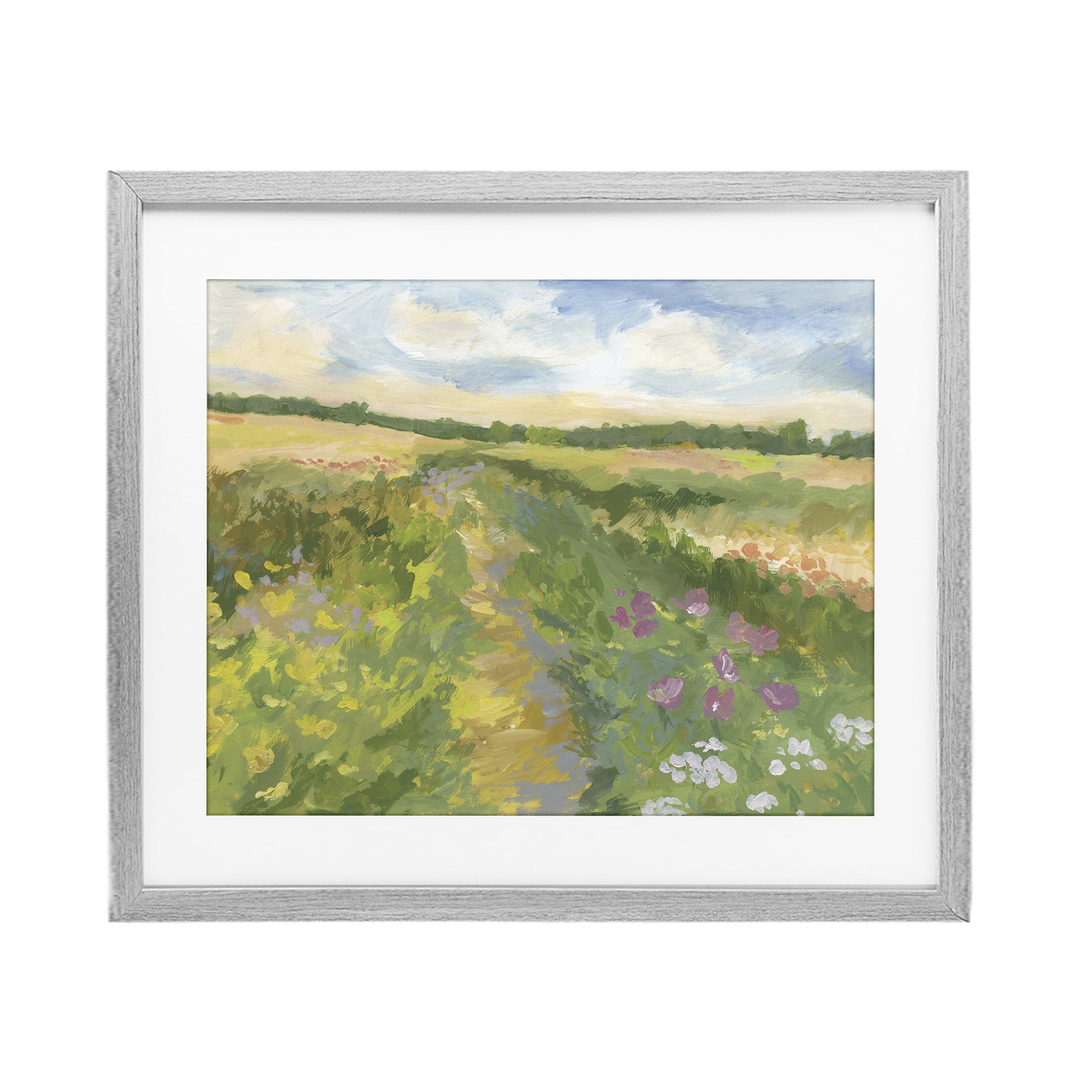 Stupell Industries Windswept Flower Field Gray Framed Print Under Glass, design by Victoria Barnes