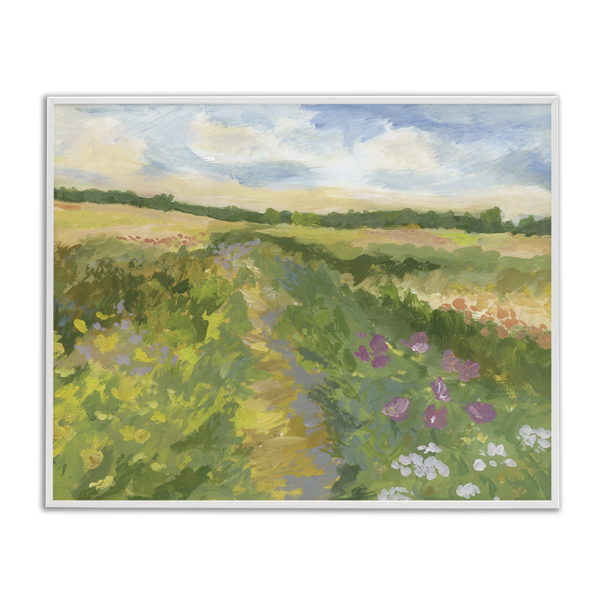 Stupell Industries Windswept Flower Field White Framed Giclee Art, design by Victoria Barnes