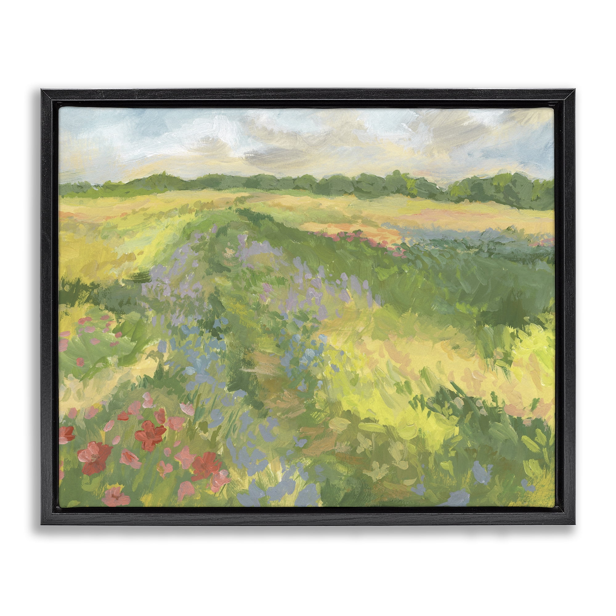 Stupell Industries Windswept Flower Meadow Black Framed Floater Canvas Wall Art, design by Victoria Barnes