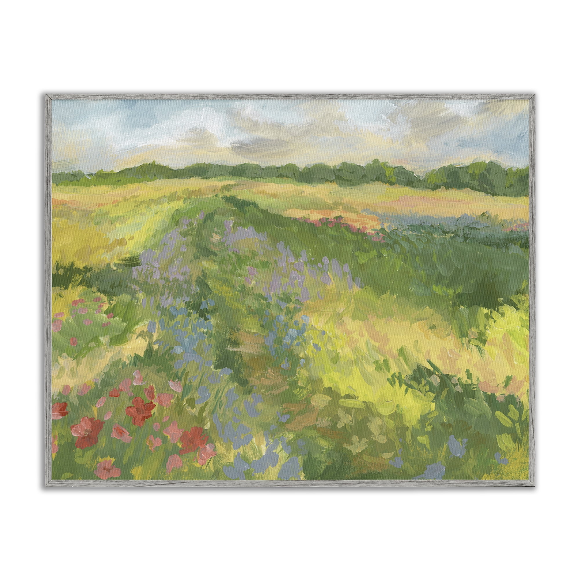 Stupell Industries Windswept Flower Meadow Gray Framed Giclee Art, design by Victoria Barnes