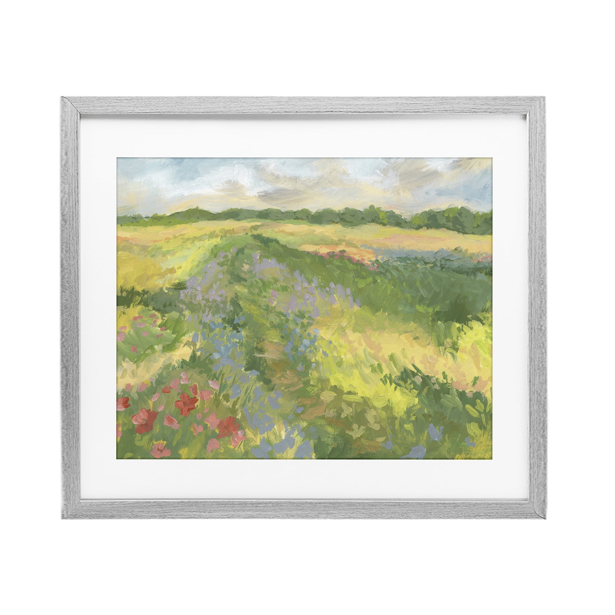 Stupell Industries Windswept Flower Meadow Gray Framed Print Under Glass, design by Victoria Barnes