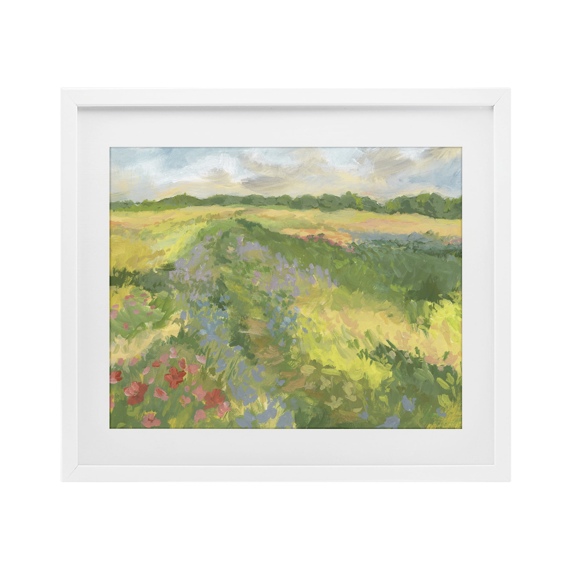 Stupell Industries Windswept Flower Meadow White Framed Print Under Glass, design by Victoria Barnes