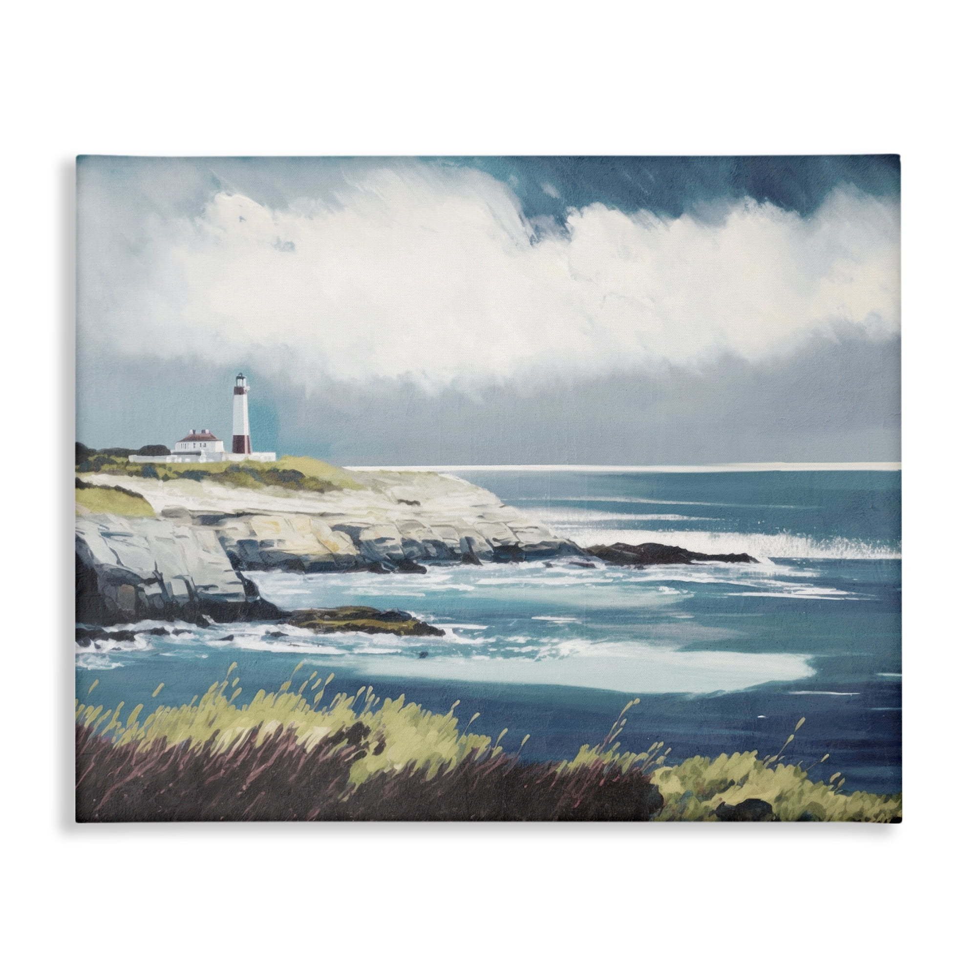 Stupell Industries Windswept Lighthouse Grasses Nautical & Beach Painting Wrapped Canvas Art Print Wall Art, 40 x 30
