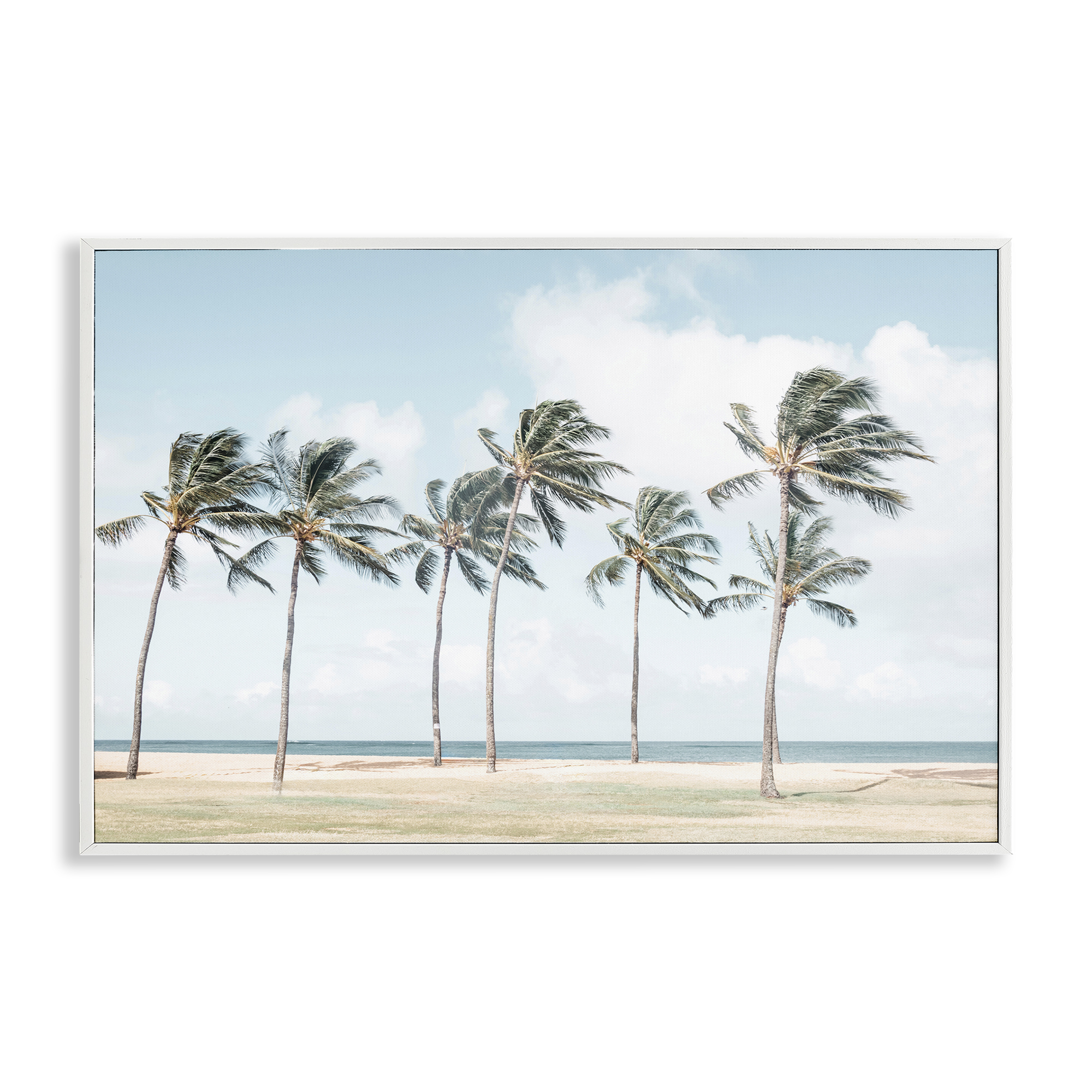 Stupell Industries Windswept Palm Trees Nautical & Beach Painting White Framed Art Print Wall Art, 30 x 20