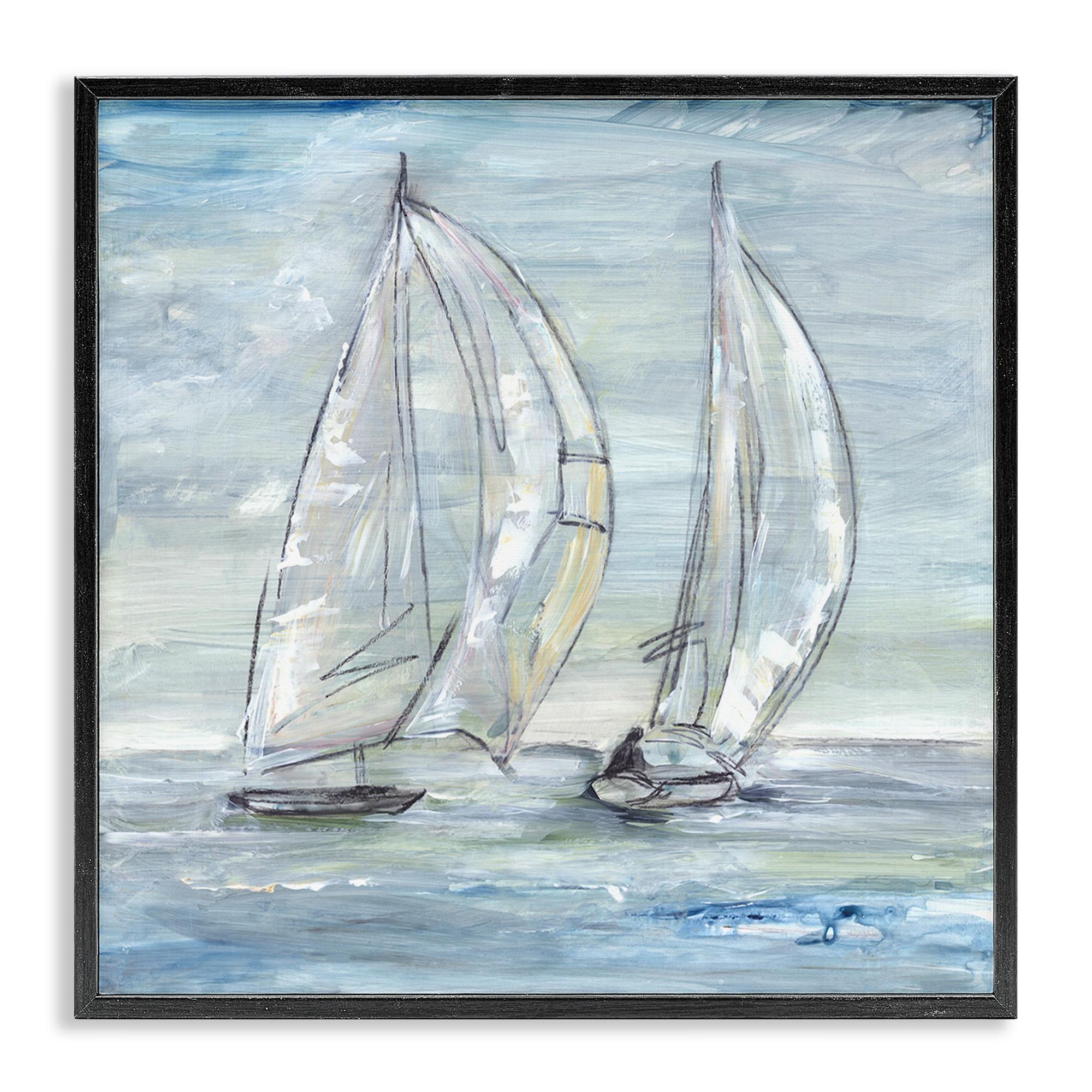 Stupell Industries Windswept Sailboat Duo Nautical & Beach Painting Black Framed Art Print Wall Art, 24 x 24