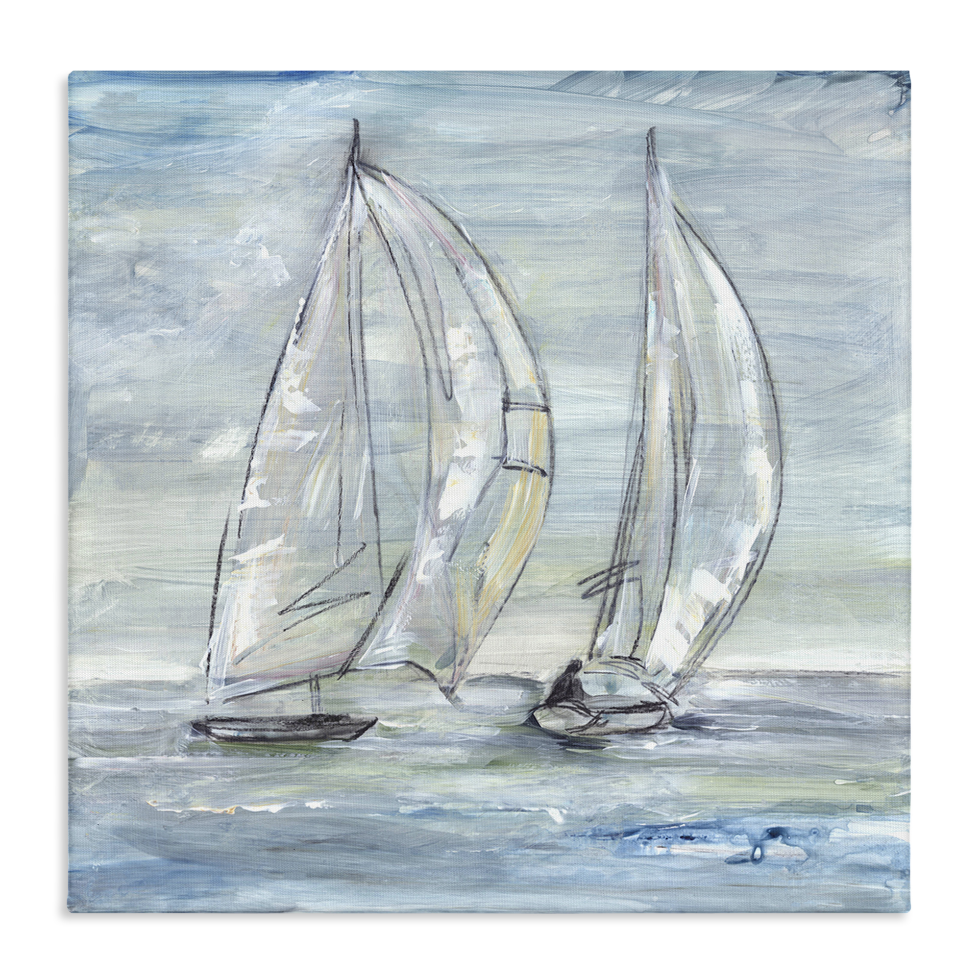 Stupell Industries Windswept Sailboat Duo Nautical & Beach Painting Wrapped Canvas Art Print Wall Art, 24 x 24