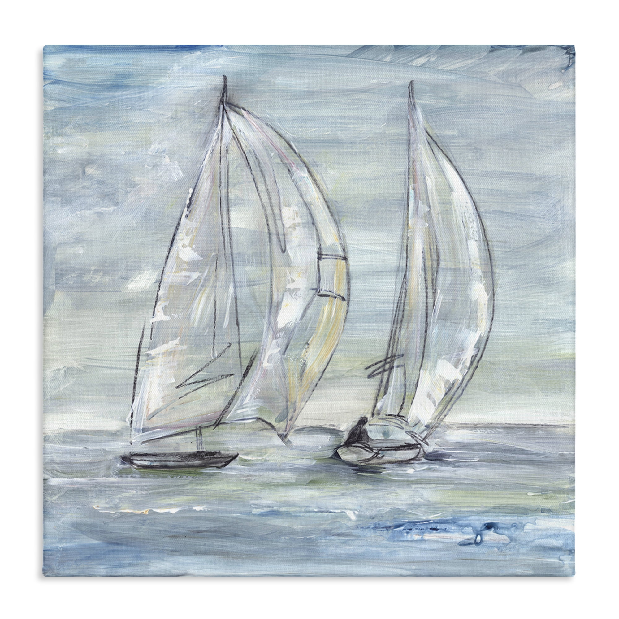 Stupell Industries Windswept Sailboat Duo Nautical & Beach Painting Wrapped Canvas Art Print Wall Art, 36 x 36