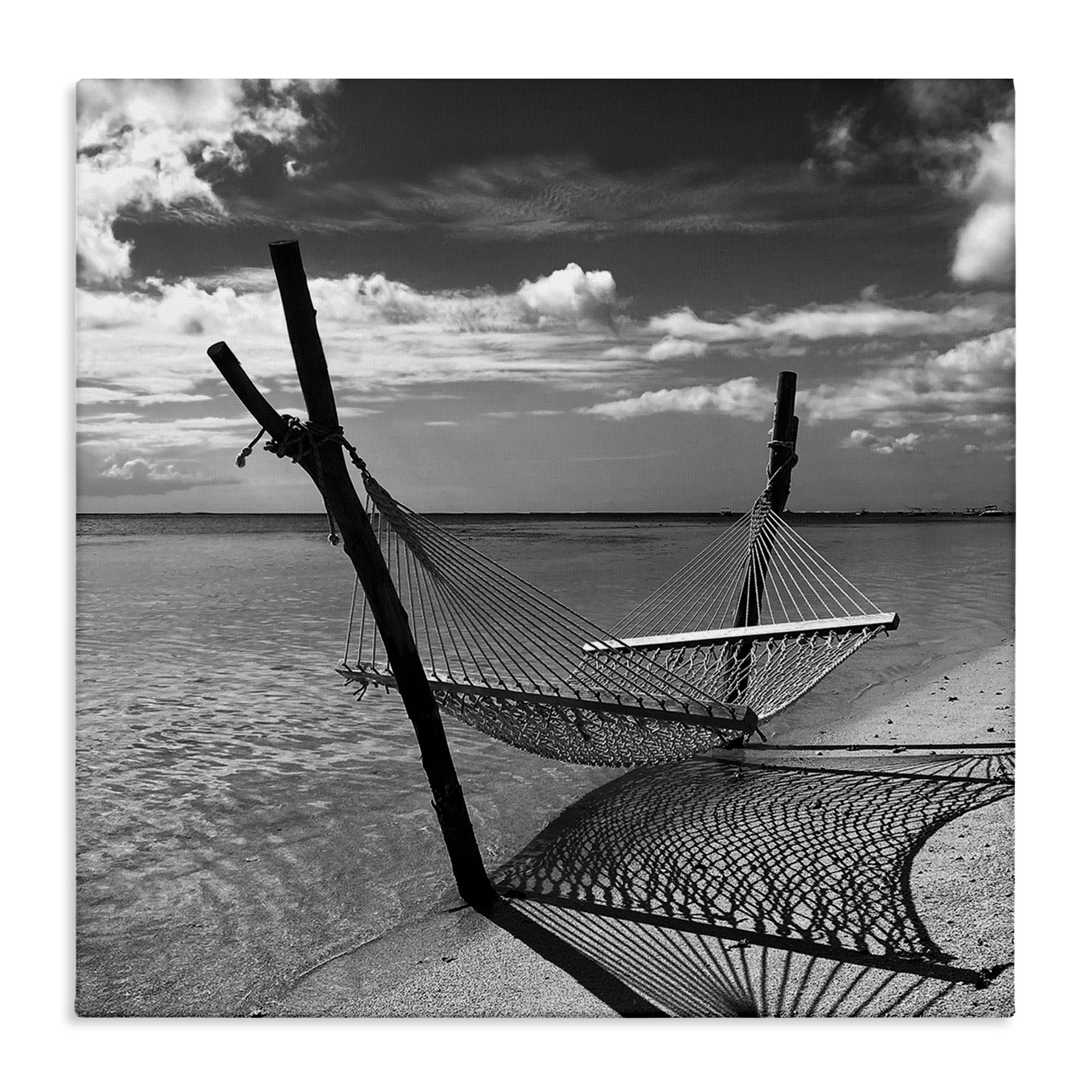 Black and White Coastal Hammock Canvas Print, 17 x 17