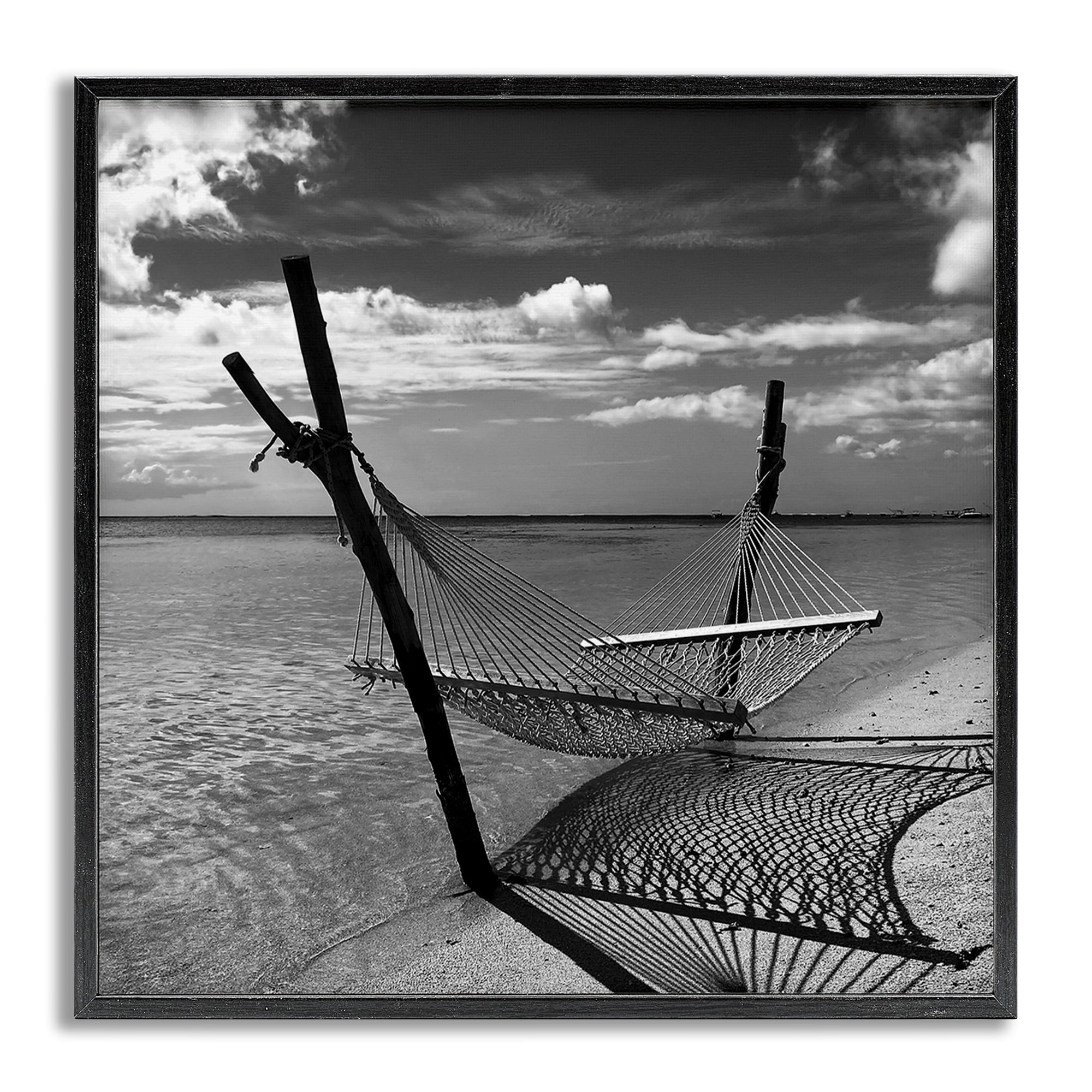Stupell Industries Windward Beach Hammock Coastal Photography Gray Framed Art Print Wall Art, 17 x 17