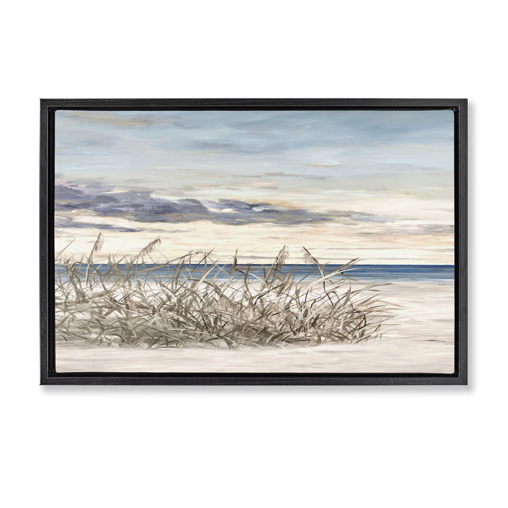 Stupell Industries Windy Beaches Landscape Black Framed Floater Canvas Wall Art, design by Julie DeRice