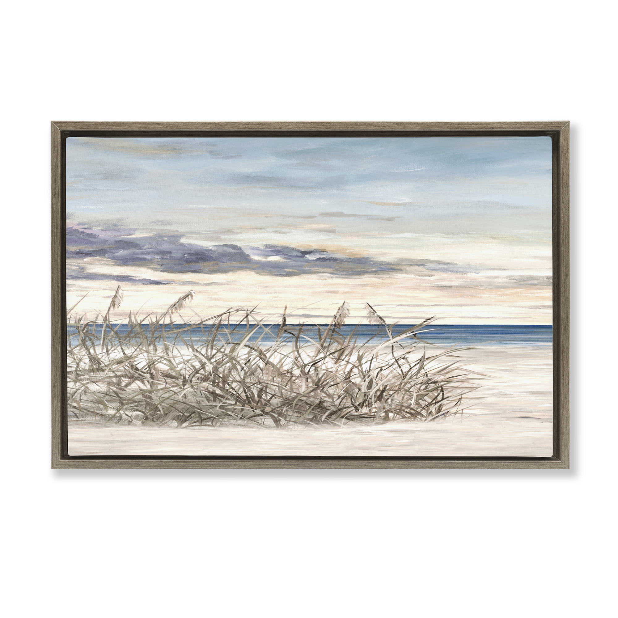 Stupell Industries Windy Beaches Landscape Brown Framed Floater Canvas Wall Art, design by Julie DeRice