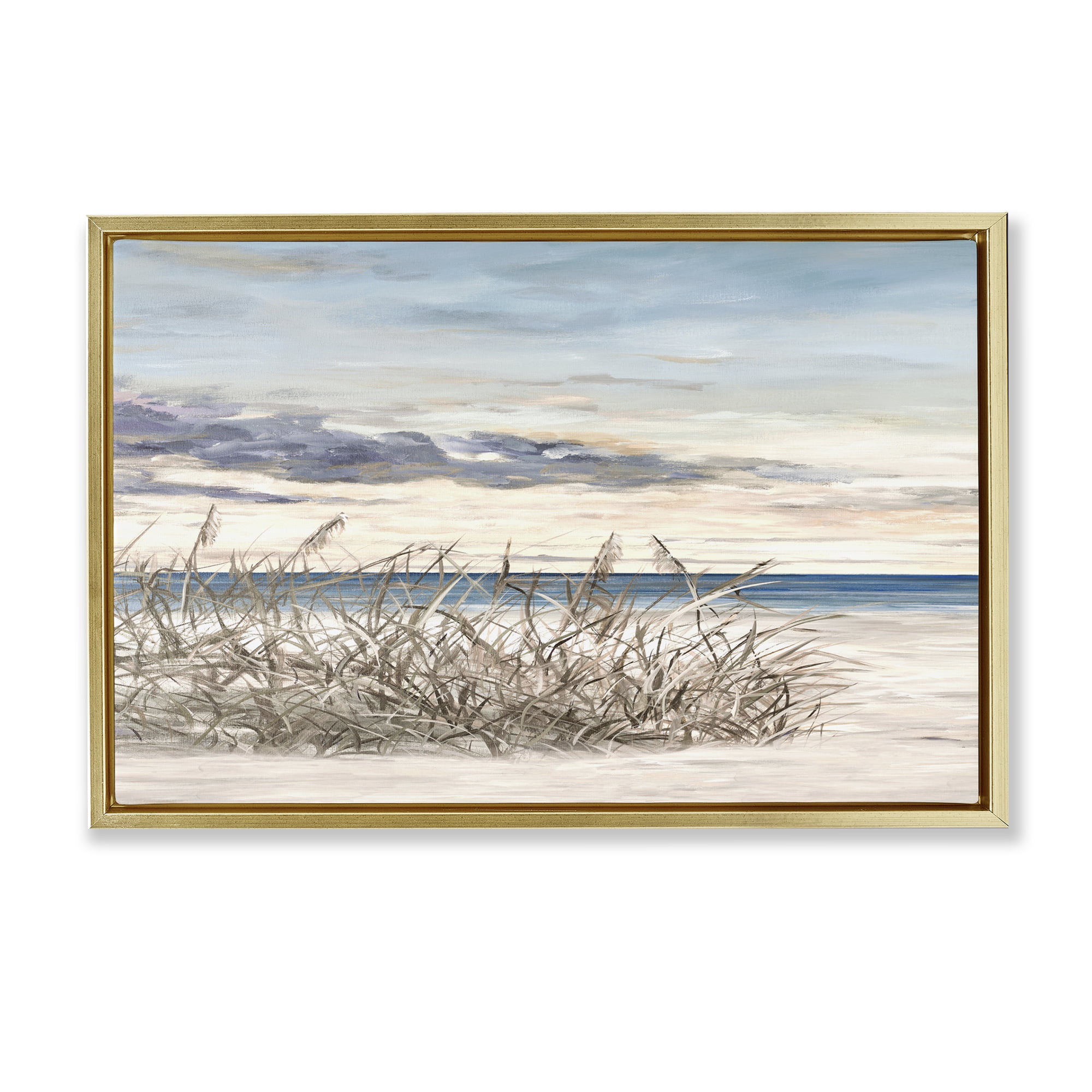 Stupell Industries Windy Beaches Landscape Gold Framed Floater Canvas Wall Art, design by Julie DeRice