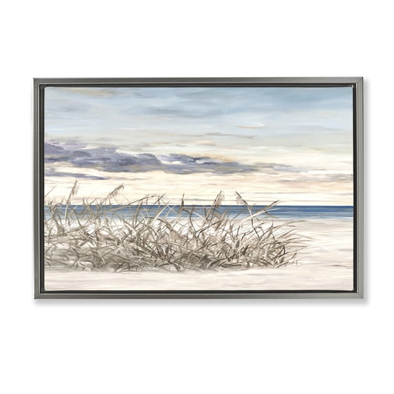 Stupell Industries Transitional Windy Beaches Landscape Gray Floating Frame Canvas Art, 31 x 21, by Julie DeRice