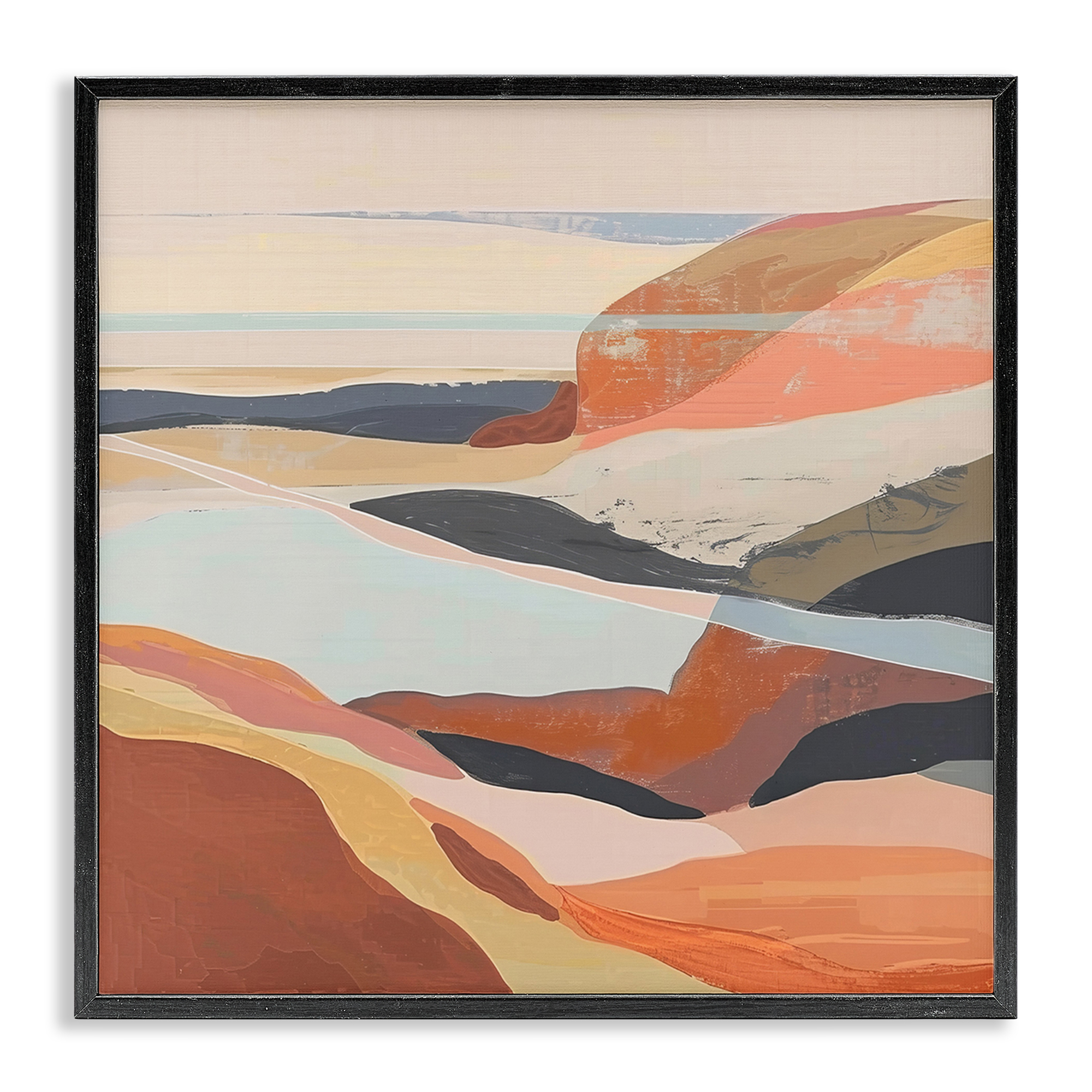 Stupell Industries Windy Desert Hills Landscape & Nature Painting Black Framed Art Print Wall Art, 24 x 24