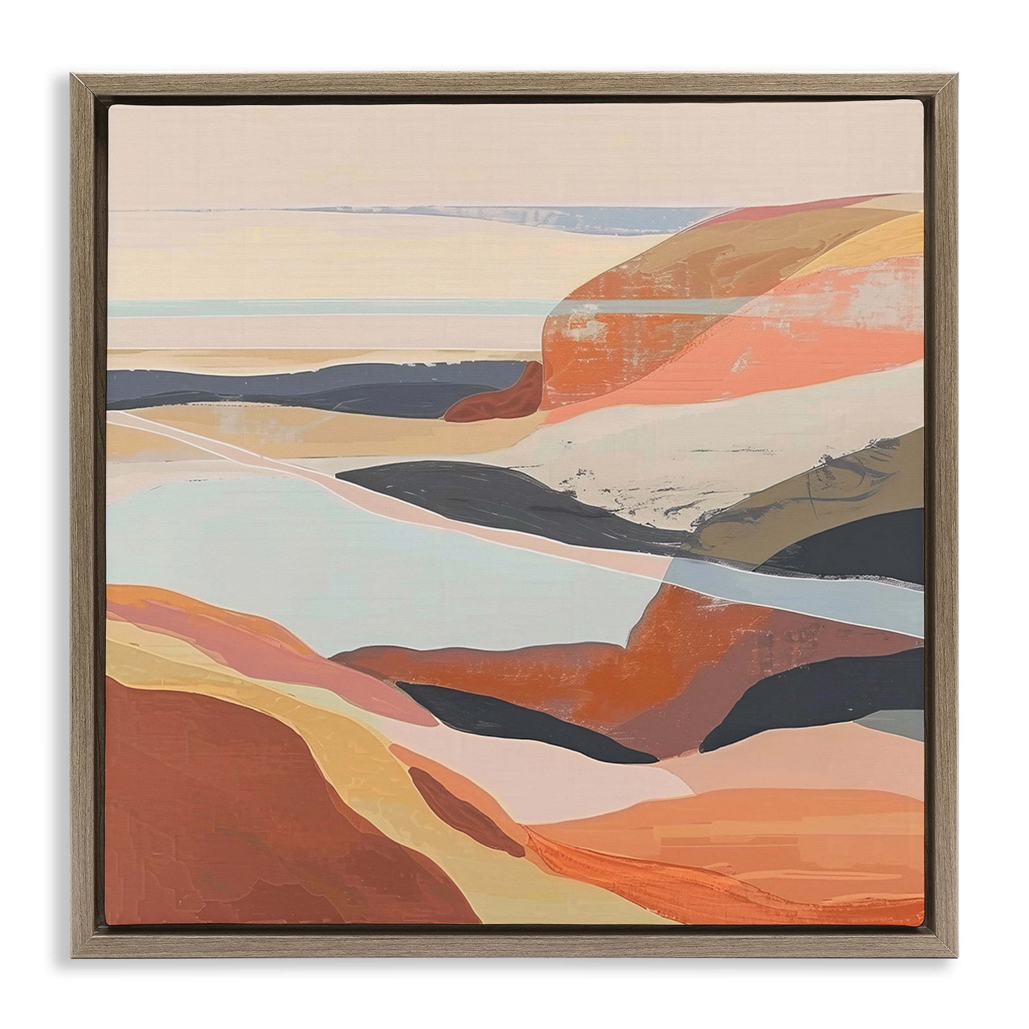 Stupell Industries Windy Desert Hills Landscape & Nature Painting Brown Floater Framed Canvas Art Print Wall Art, 25 x 25