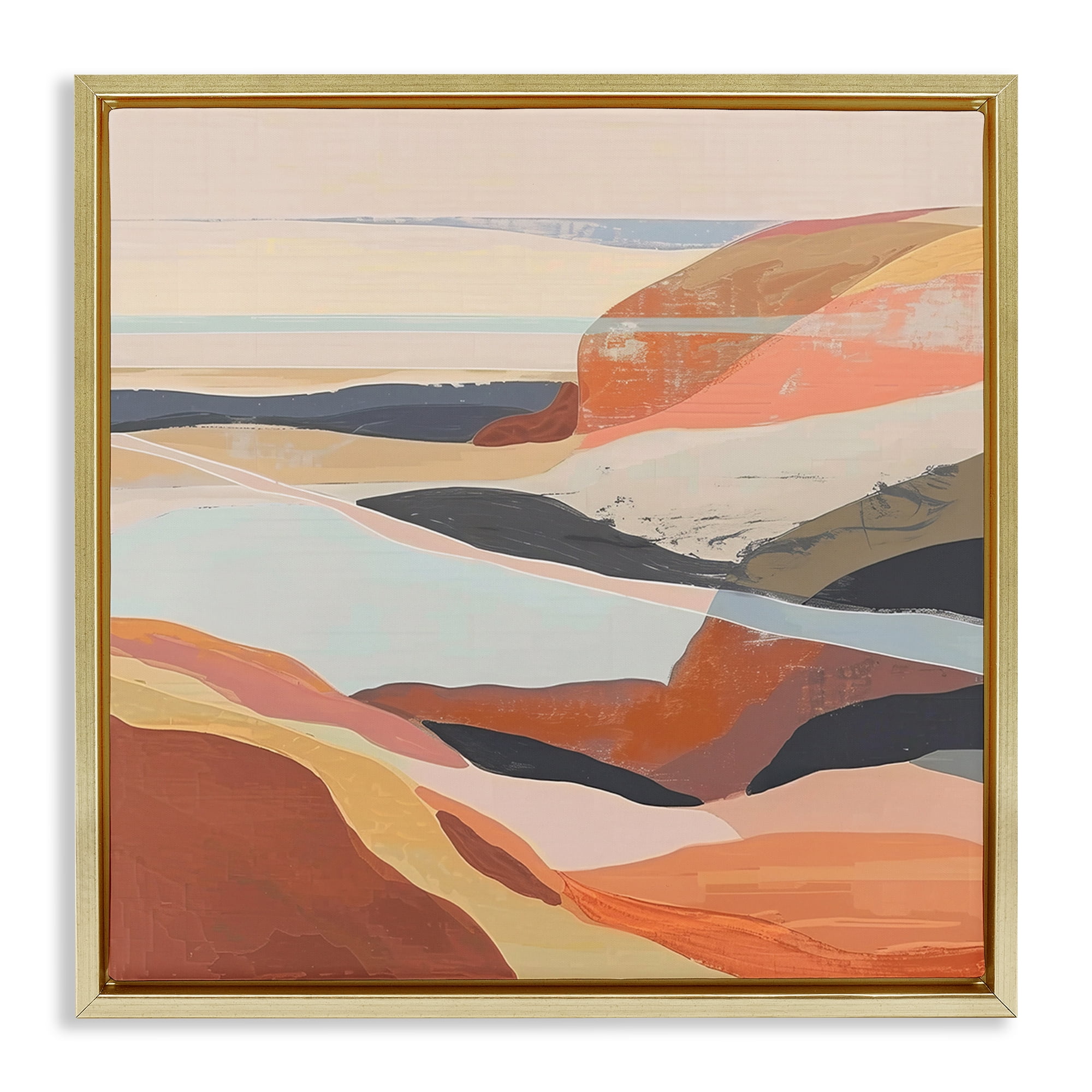 Stupell Industries Windy Desert Hills Landscape & Nature Painting Gold Floater Framed Canvas Art Print Wall Art, 18 x 18