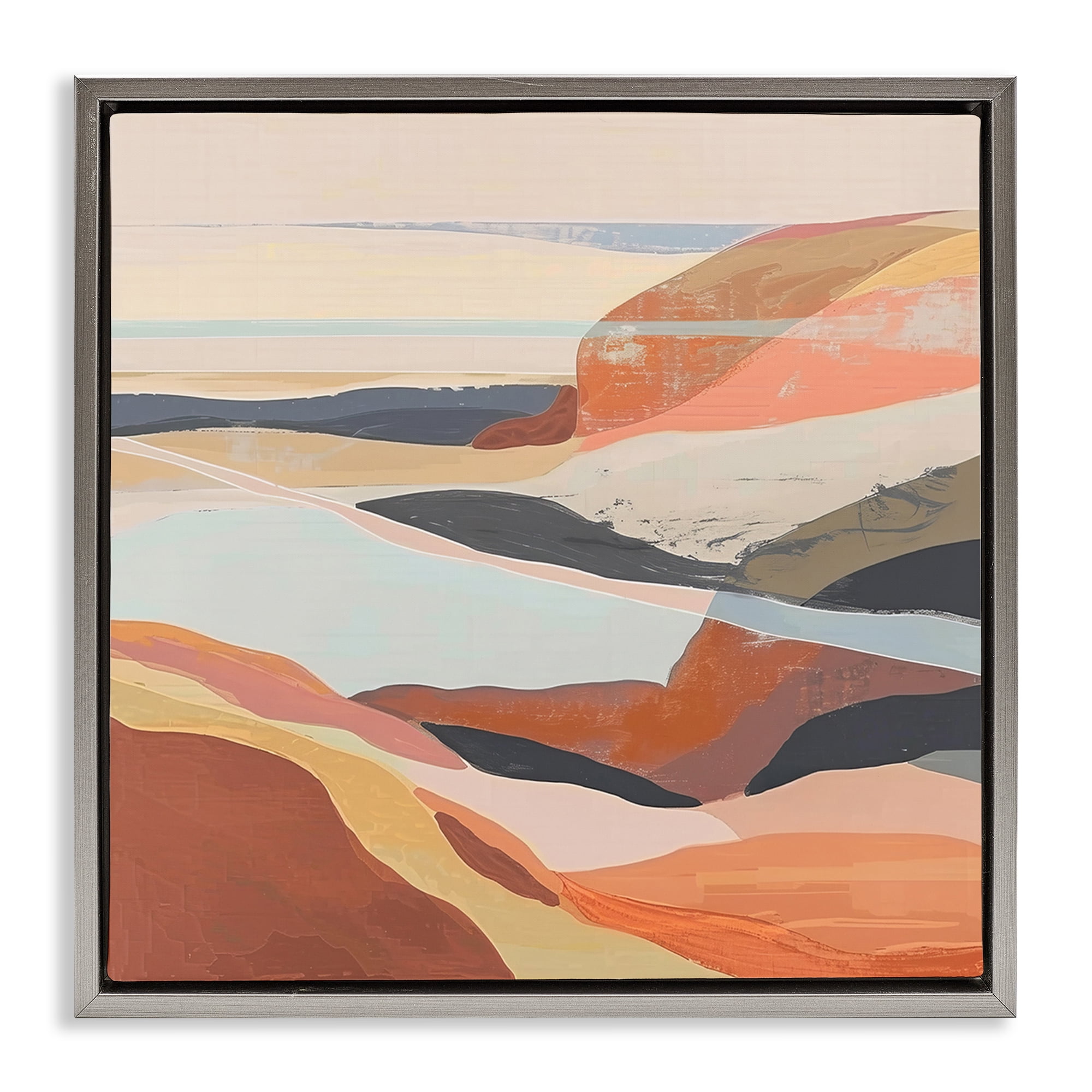 Stupell Industries Windy Desert Hills Landscape & Nature Painting Gray Floater Framed Canvas Art Print Wall Art, 18 x 18