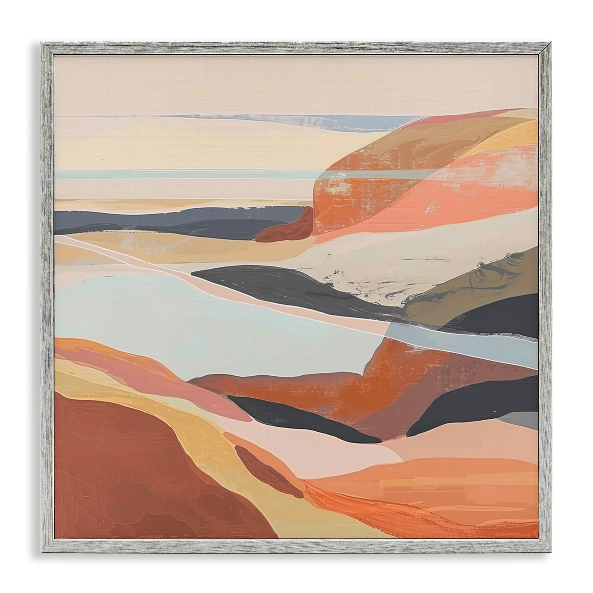 Stupell Industries Windy Desert Hills Landscape & Nature Painting Gray Framed Art Print Wall Art, 17 x 17