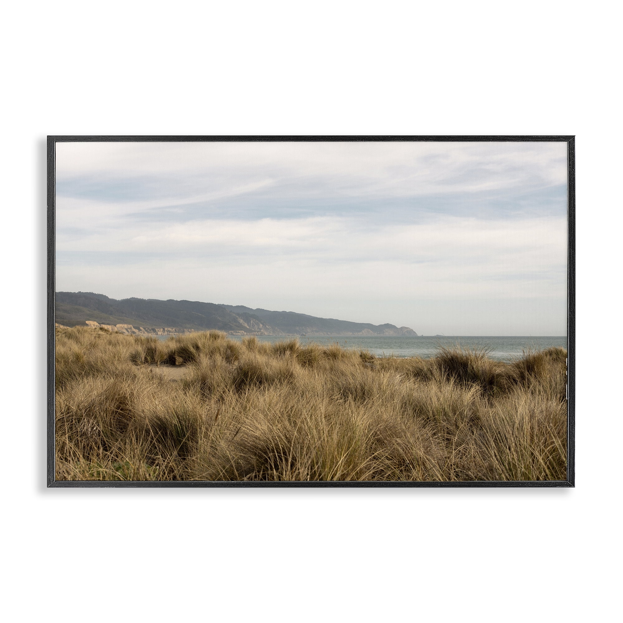 Stupell Industries Windy Grass Dunes View Landscape & Nature Photography Black Framed Art Print Wall Art, 24 x 16