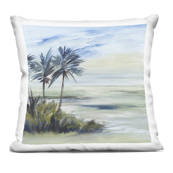 Stupell Industries - Windy Palm Trees Decorative Printed Throw Pillow 18" x 18" by Lera