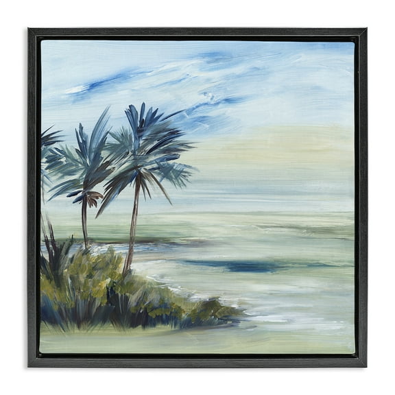 Stupell Industries Windy Palm Trees Nautical & Beach Painting Black Floater Framed Canvas Art Print Wall Art, 18 x 18