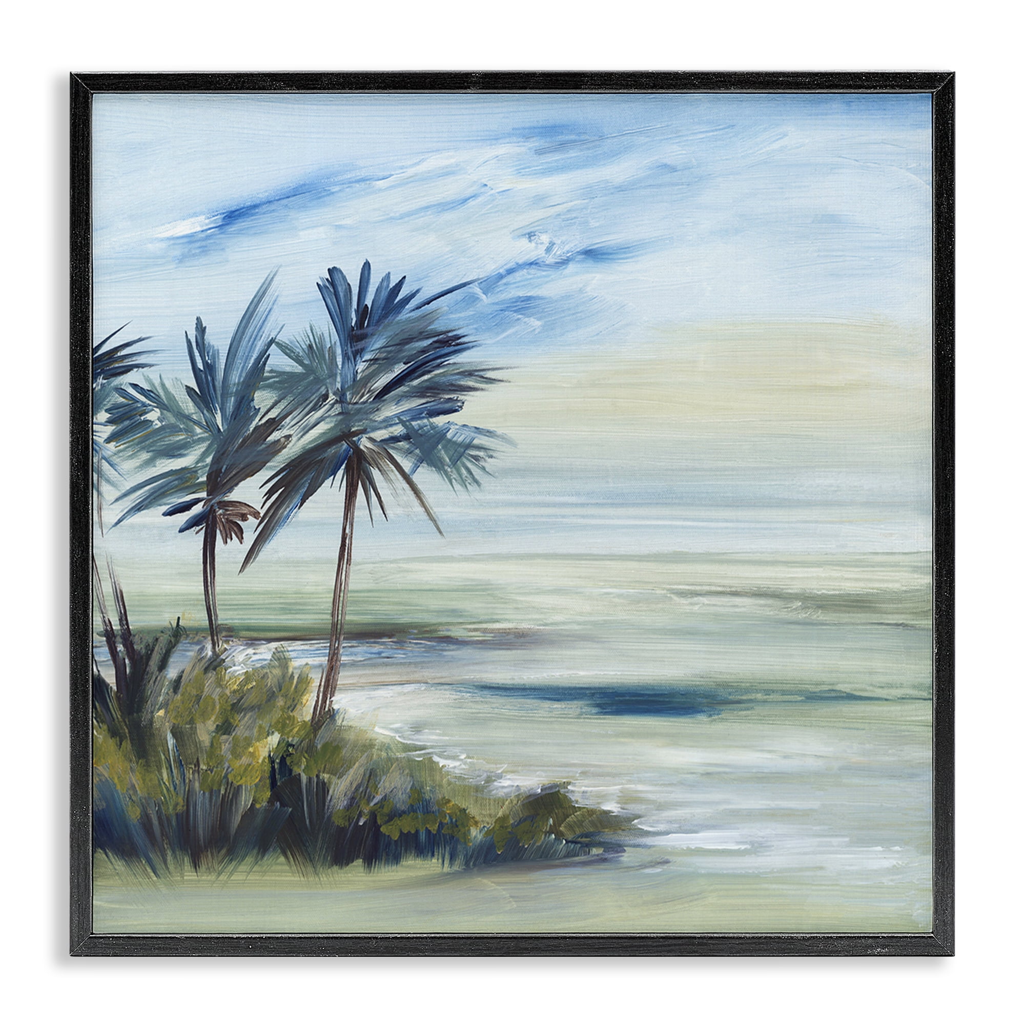 Stupell Industries Windy Palm Trees Nautical & Beach Painting Black Framed Art Print Wall Art, 12 x 12