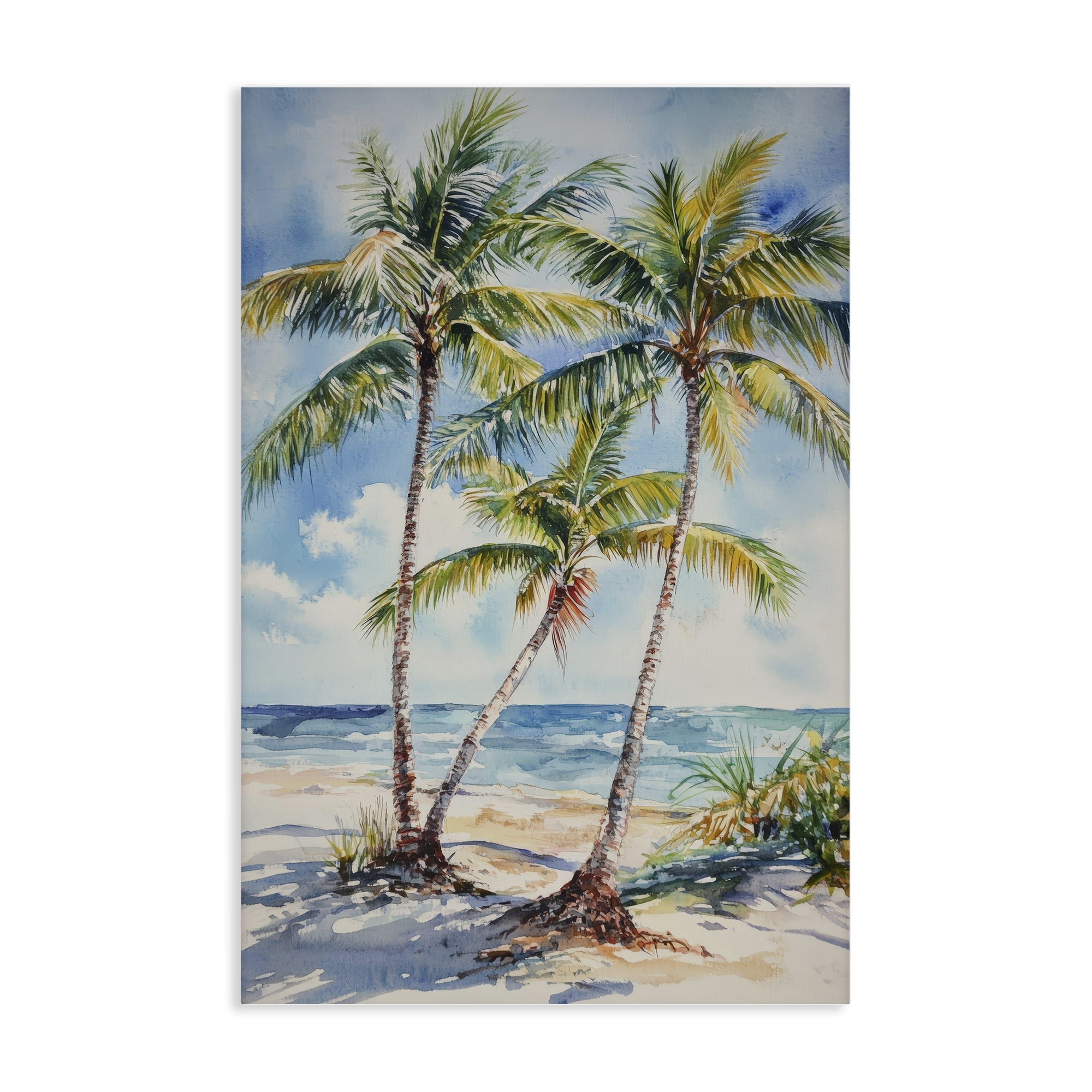 Stupell Industries Windy Palm Trees on Shore Canvas Wall Art, design by Petal Prints Design