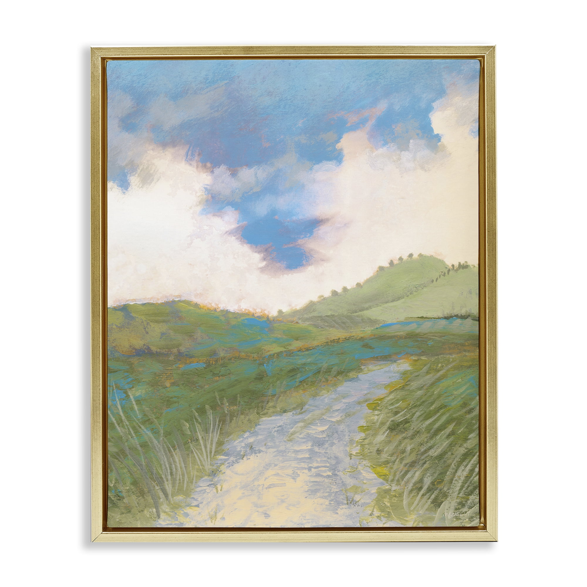 Stupell Industries Windy Path Impression Gold Framed Floater Canvas Wall Art, design by Dan Meneely
