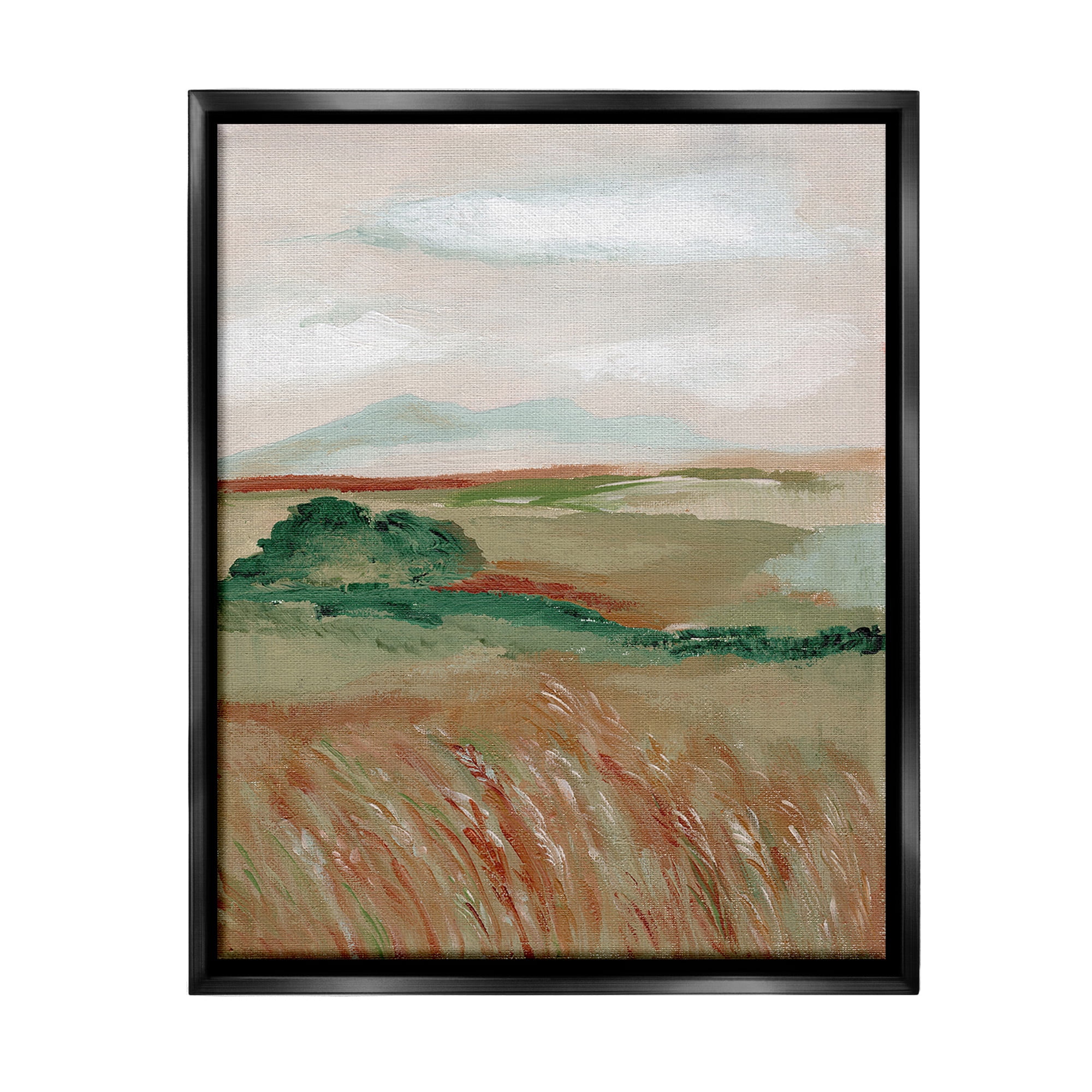Stupell Industries Windy Plains Abstraction Landscape Painting Black Floater Framed Canvas Art Print Wall Art, 25 x 31
