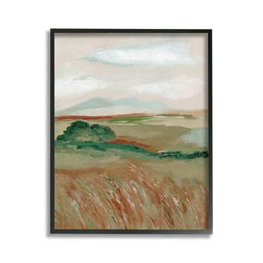 Stupell Industries Windy Plains Abstraction Landscape Painting Black Framed Art Print Wall Art, 11 x 14