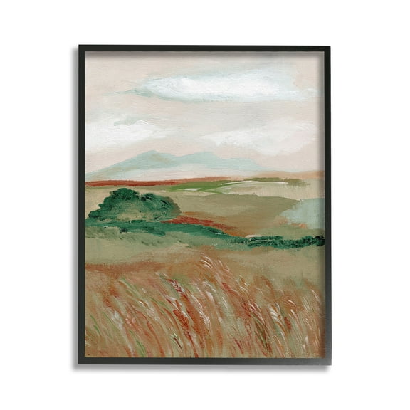 Stupell Industries Windy Plains Abstraction Landscape Painting Black Framed Art Print Wall Art, 11 x 14