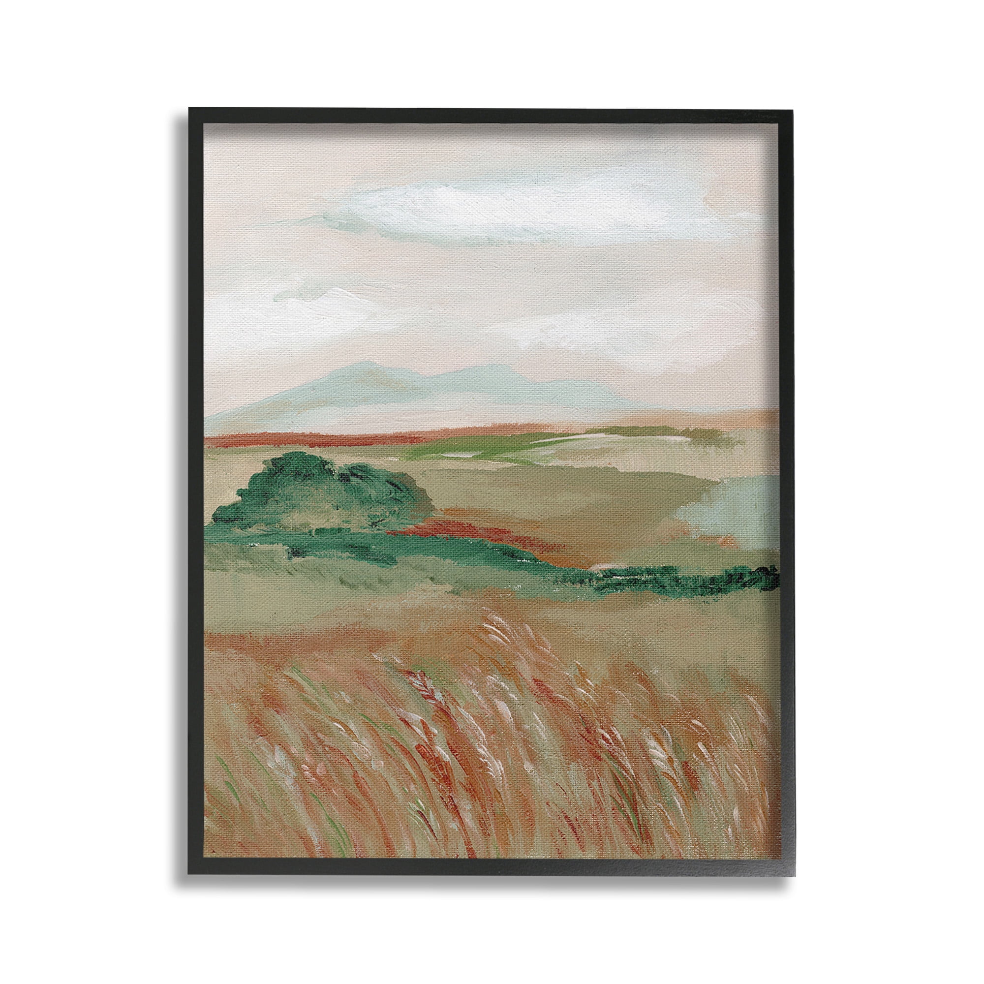 Stupell Industries Windy Plains Abstraction Landscape Painting Black Framed Art Print Wall Art, 24 x 30