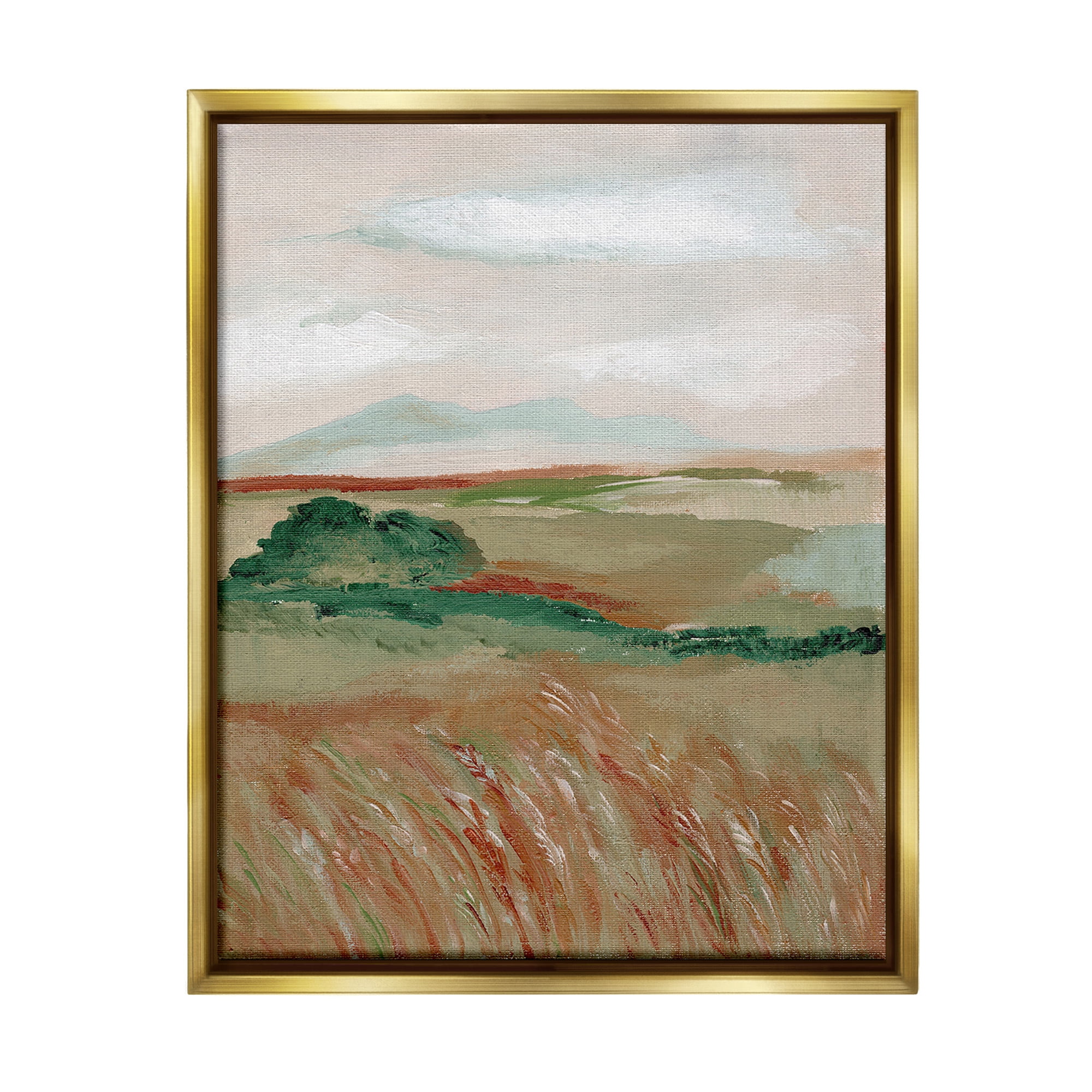 Stupell Industries Windy Plains Abstraction Landscape Painting Gold Floater Framed Canvas Art Print Wall Art, 25 x 31