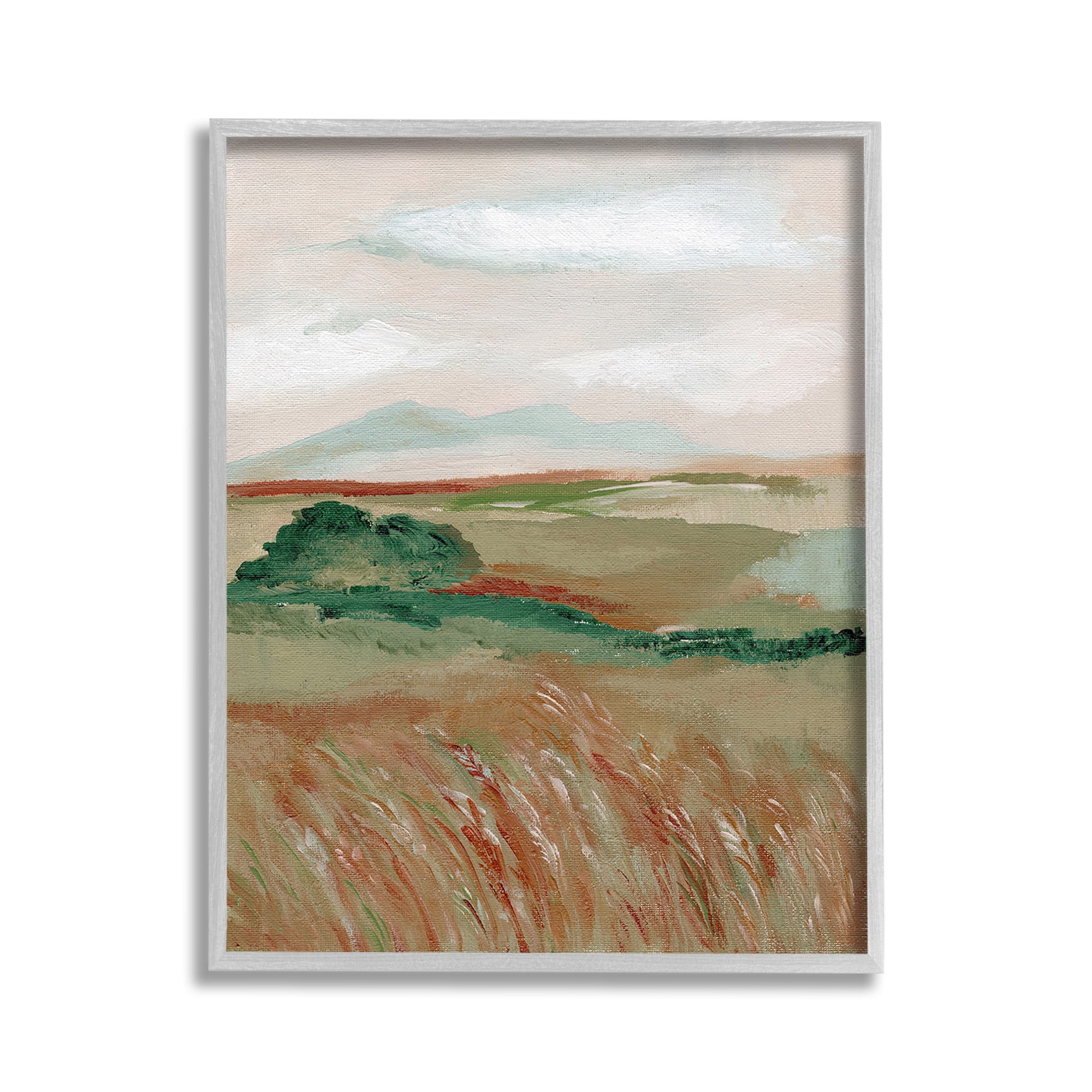 Stupell Industries Windy Plains Abstraction Landscape Painting Gray Framed Art Print Wall Art, 11 x 14