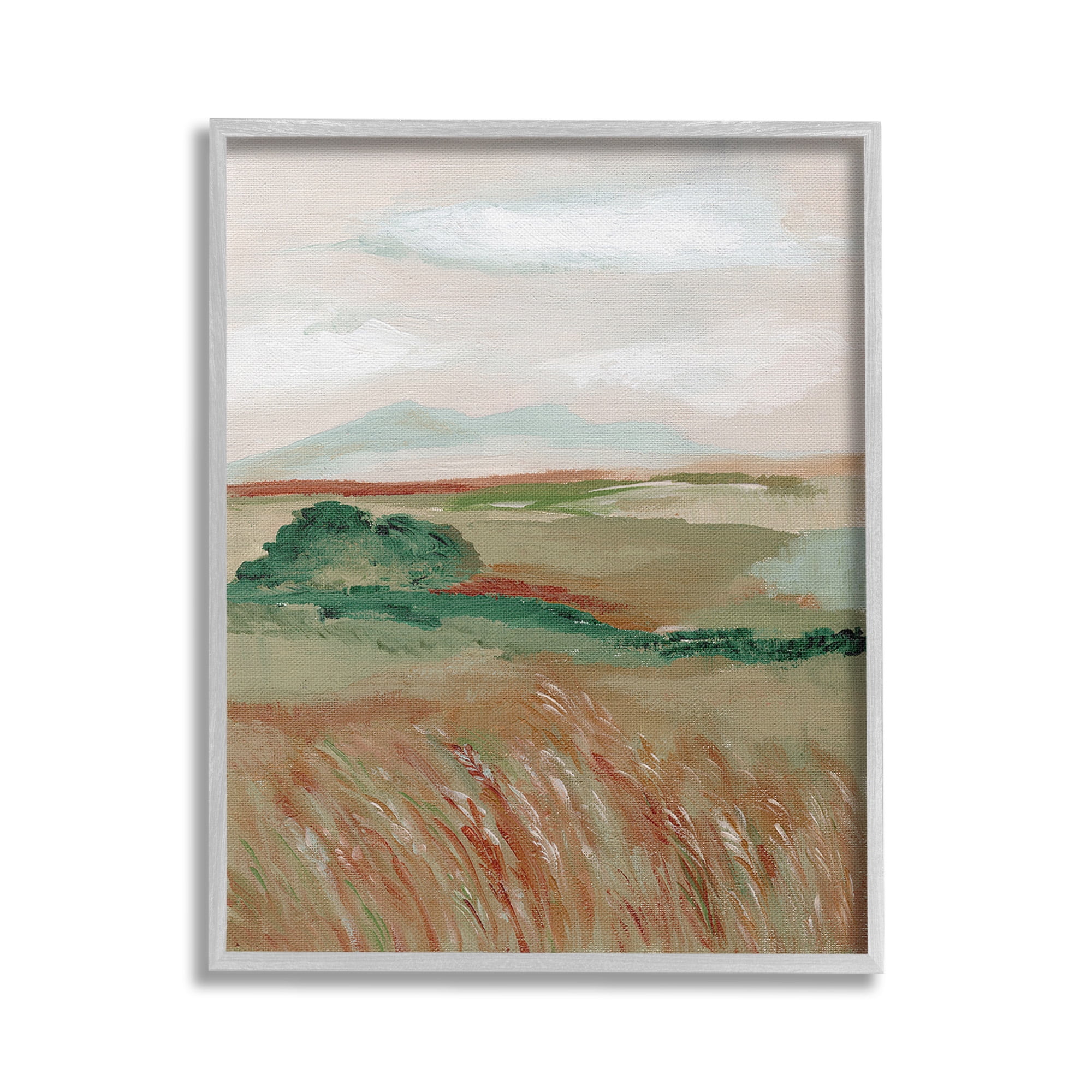 Stupell Industries Windy Plains Abstraction Landscape Painting Gray Framed Art Print Wall Art, 16 x 20