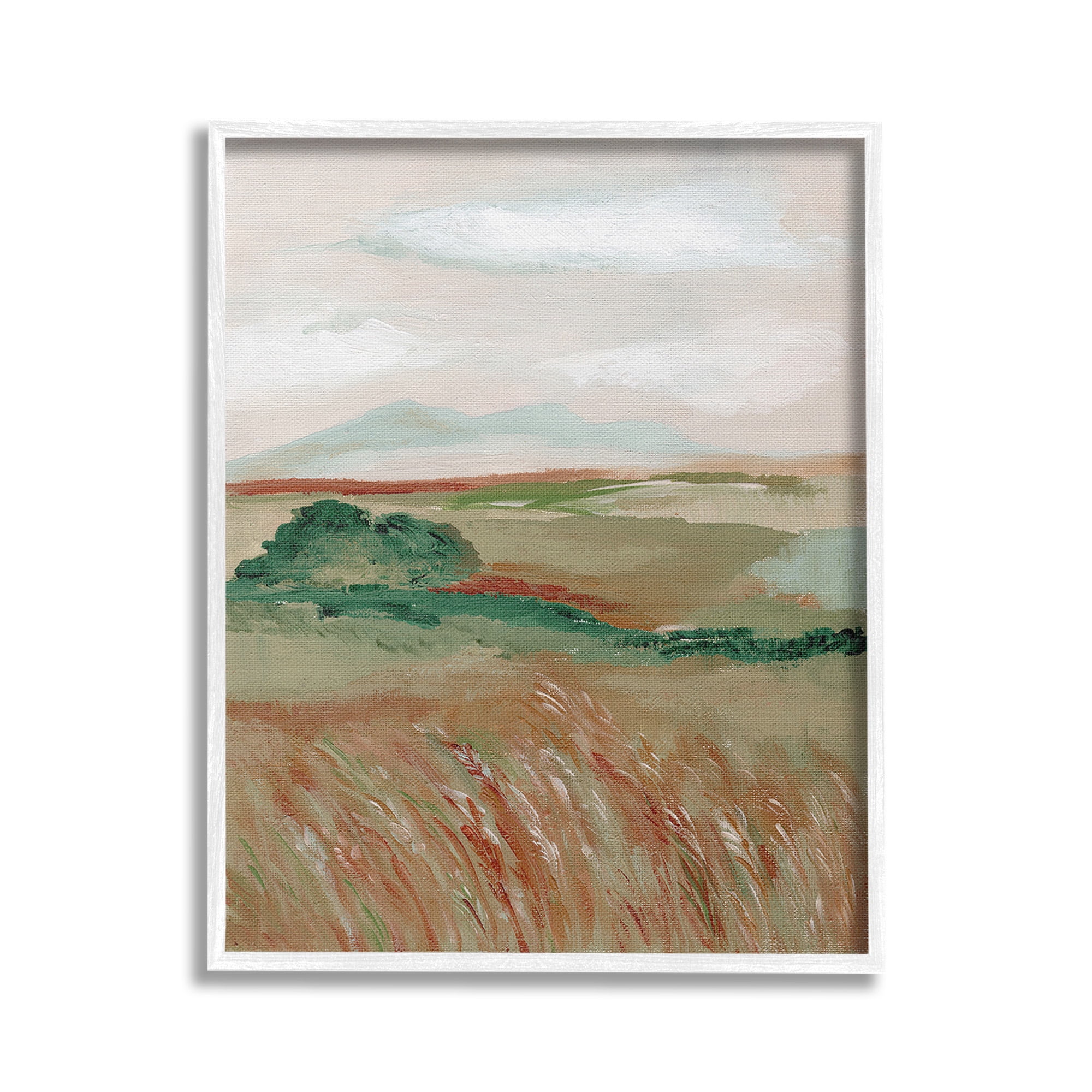 Stupell Industries Windy Plains Abstraction Landscape Painting White Framed Art Print Wall Art, 16 x 20