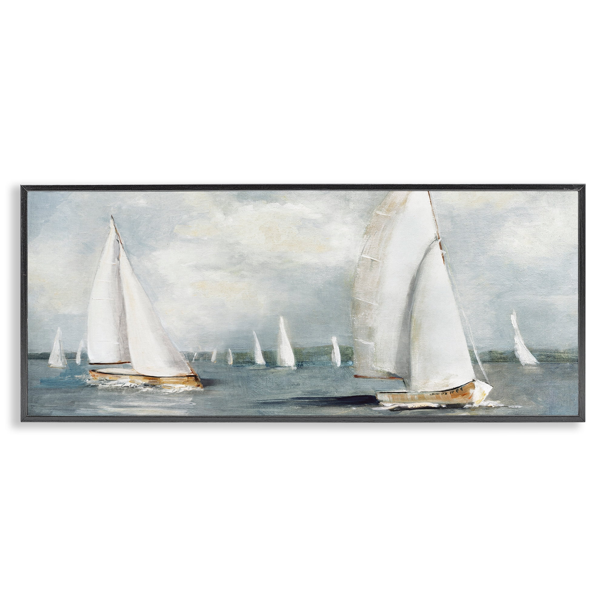 Stupell Industries Windy Sailboat Fleet Black Framed Giclee Art, design by Sally Swatland