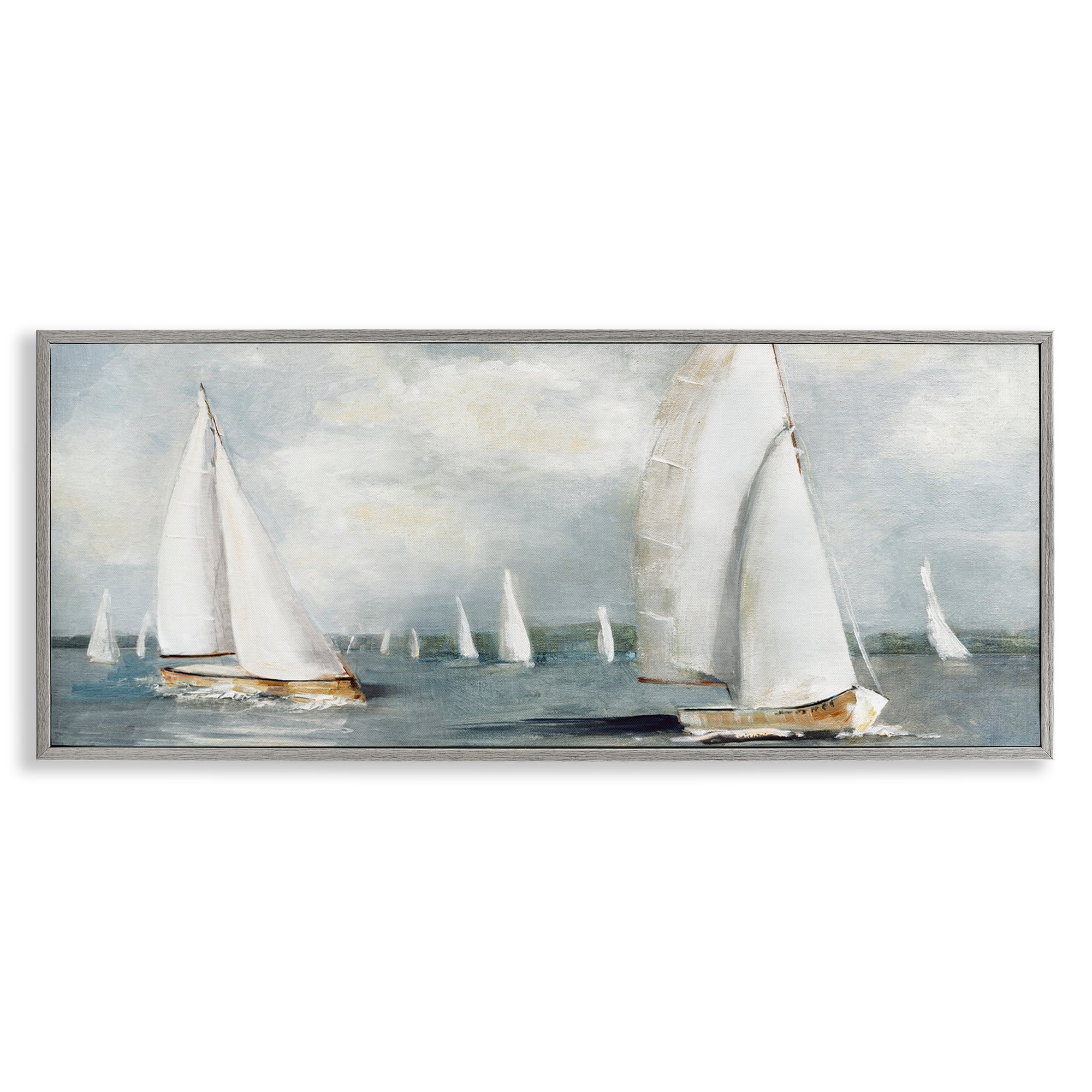 Stupell Industries Windy Sailboat Fleet Gray Framed Giclee Art, design by Sally Swatland
